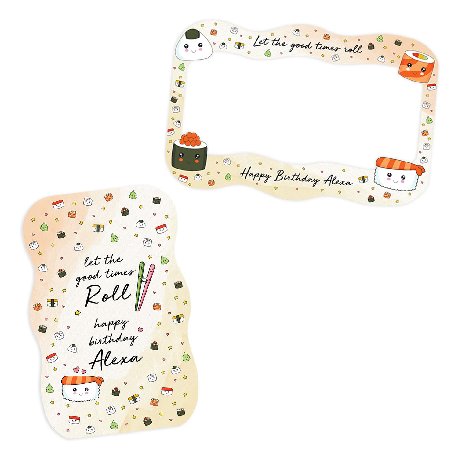 Custom Sushi Birthday Party Sign & Photo Booth Frame Set - Japanese Themed Birthday Decorations - Sushi Party Favors & Welcome Bundle - Perfect for Birthday Celebrations, Themed Parties & Instagram Photos