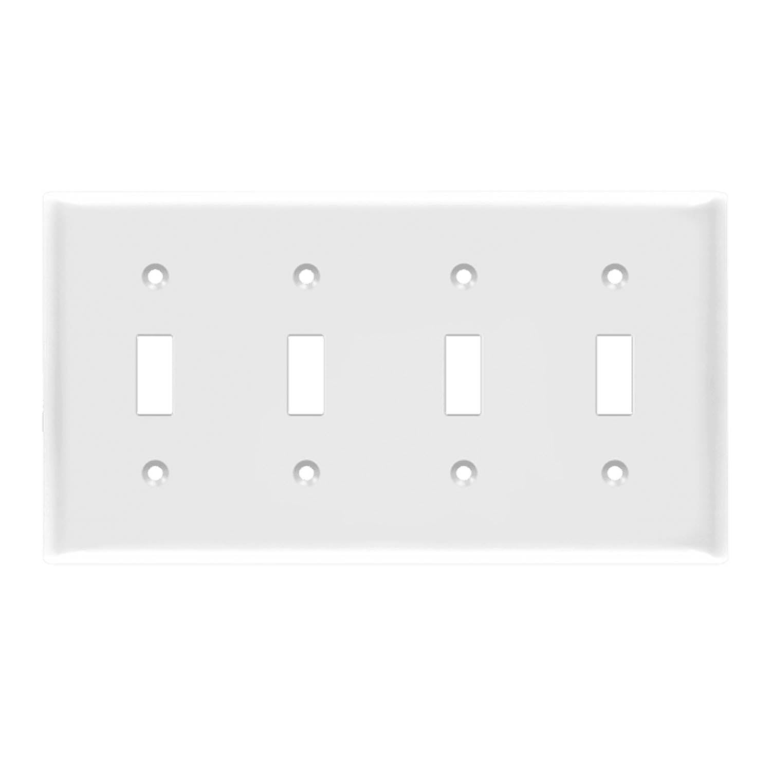4 Gang Toggle Light Switch Cover Plate - Durable White Wall Plate for Home & Office Electrical Outlets - Perfect for Living Rooms, Bedrooms, and Commercial Spaces