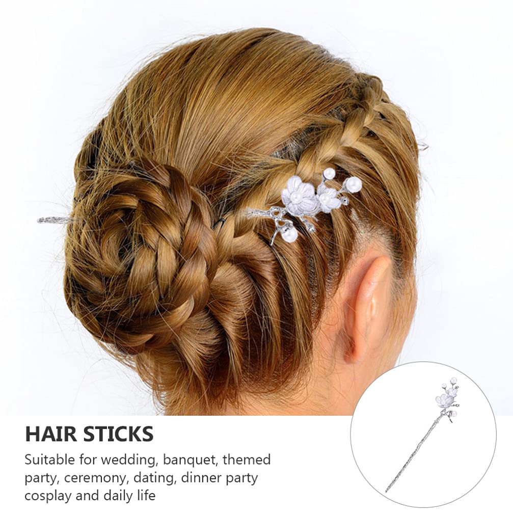 3pcs Pearl Hair Sticks with Flower Decor - Elegant Hair Chopsticks & Forks for Women, Hair Accessories for Weddings, Parties, and Everyday Styling