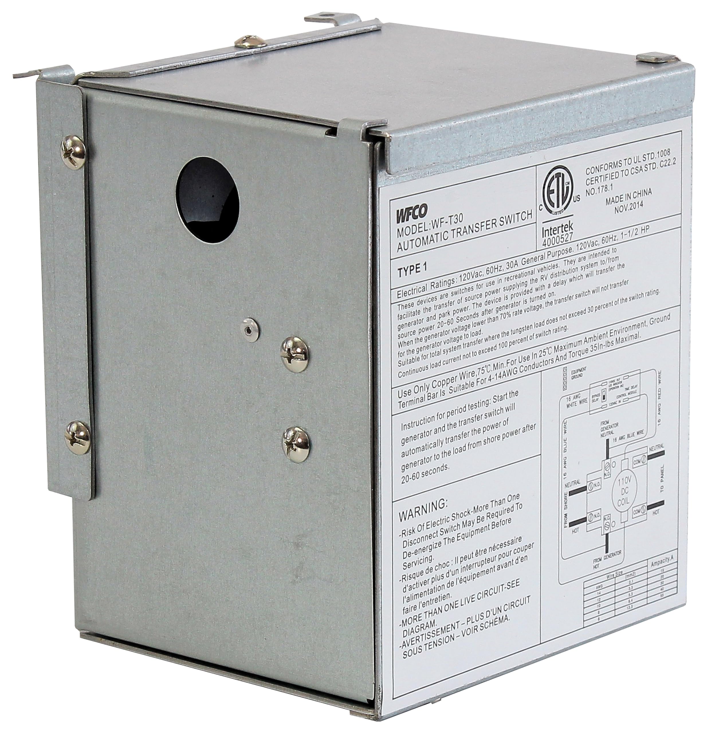 WFCO T30 30 Amp RV Transfer Switch for Seamless Power Switching | Perfect for Campers, Trailers & Motorhomes