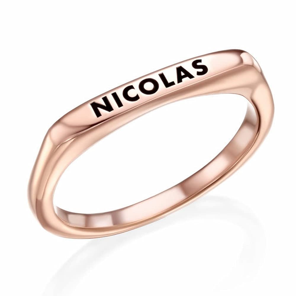 Personalized Name Rings for Women - 10K 14K 18K Gold Plain Wedding Bands, Anniversary & Promise Rings | Perfect for Engagements, Weddings, Gifts & Special Occasions