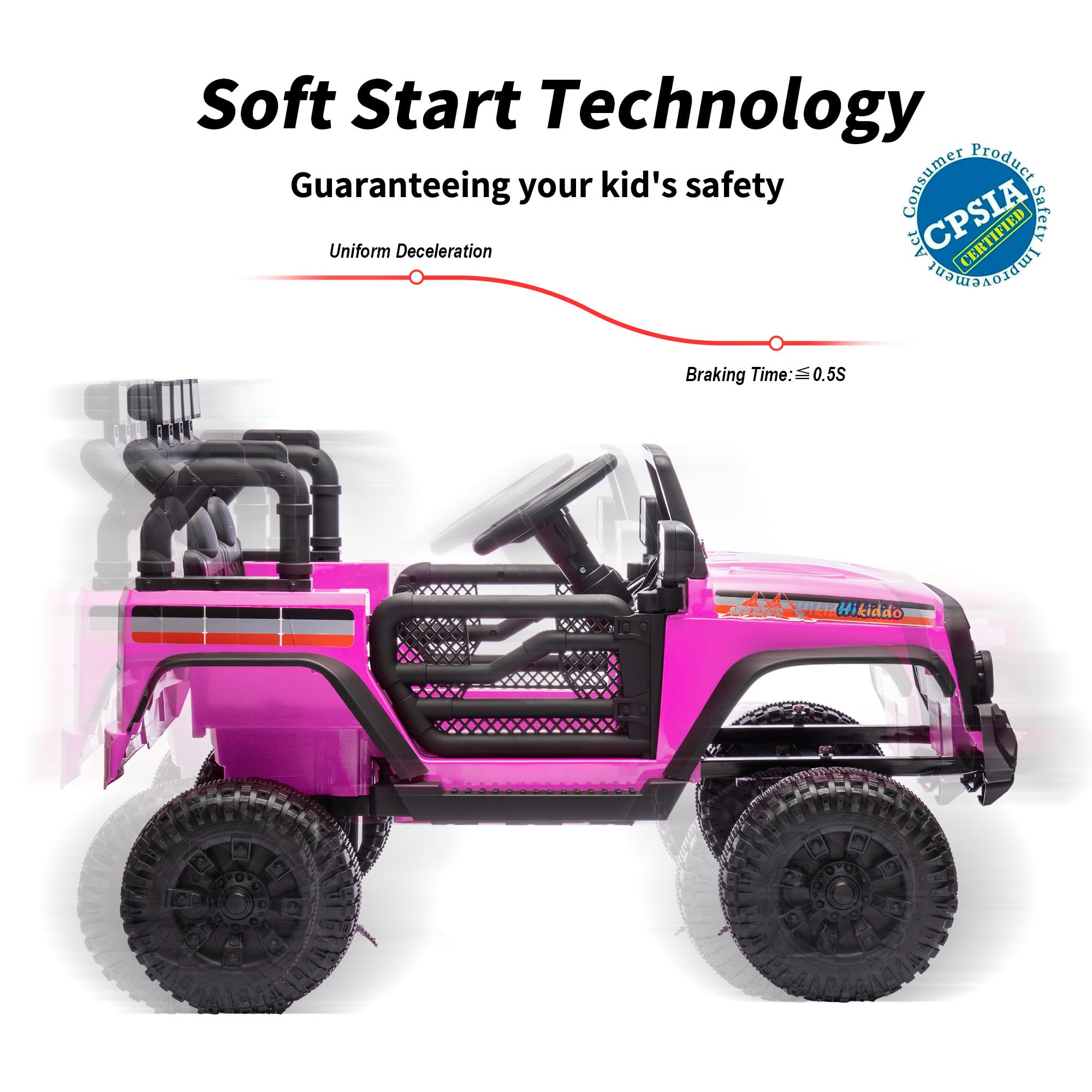 12V 7Ah 4WD Kids Electric Ride-On Truck with Remote Control - Pink | Toddler Toy Car for Boys & Girls | Perfect for Indoor Play & Outdoor Backyard Fun