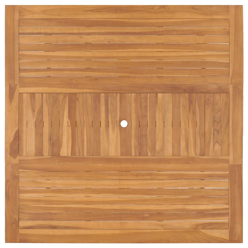 vidaXL Solid Teak Wood Patio Dining Table with Umbrella Hole - Outdoor Garden Furniture for Front Porch, Deck, Lawn, Backyard & Balcony | Perfect for Al Fresco Dining and Outdoor Entertaining