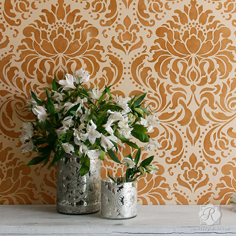 Florentine Damask Wall Stencil - Reusable DIY Painting Template for Home Decor, Accent Walls, and Furniture Upcycling | Perfect for Bedrooms, Living Rooms, and Wedding Backdrops