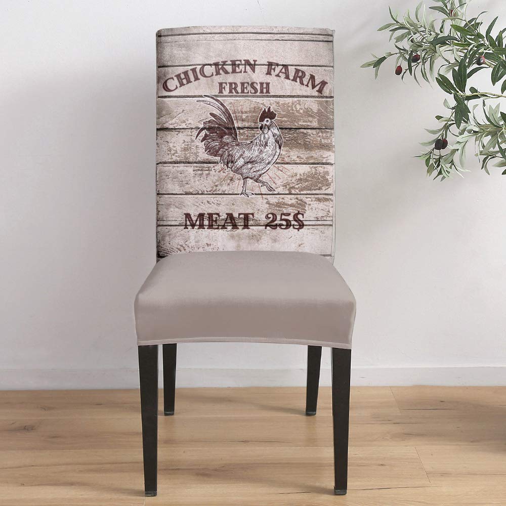 Z and L Home Washable Stretch Slipcovers - 8PC Shabby Chic Farmhouse Dining Chair Covers with Rustic Wooden Seat Protectors | Perfect for Country Weddings, Banquets & Hotel Events