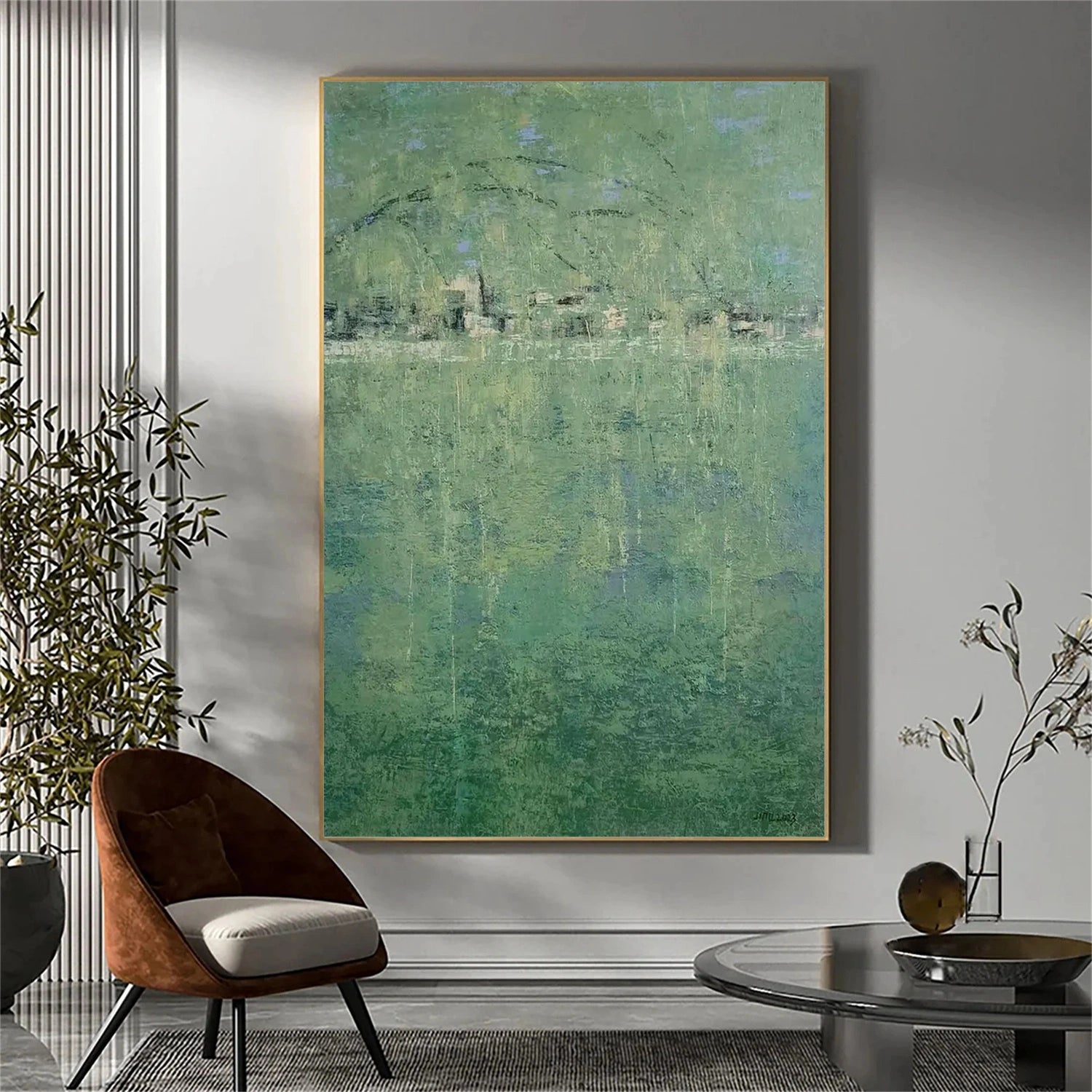 Blue & Green Abstract Wall Art Canvas Print #BG127 - Modern Home Decor for Living Room, Bedroom & Office