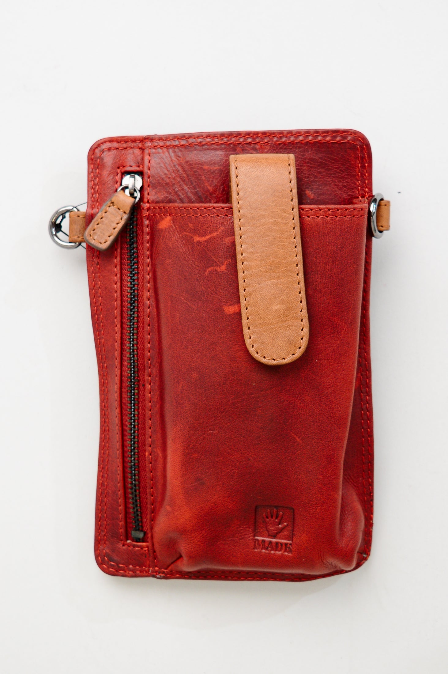 Adrian Klis 1696 Small Leather Phone Purse for Women - Red Crossbody Bag - Perfect for Parties, Travel, and Everyday Use