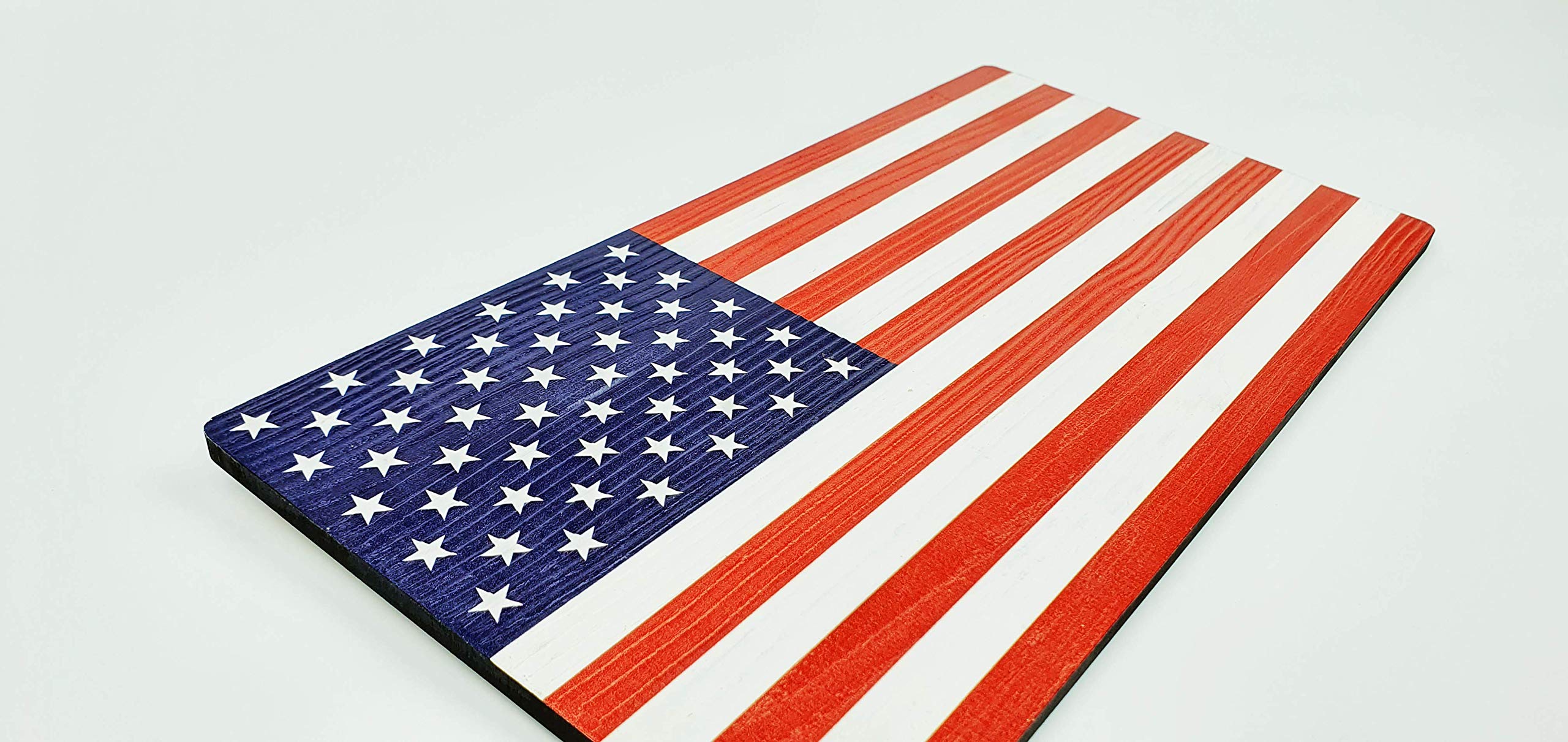 Handmade USA Flag Wooden Wall Decor - American Made Patriotic Home Decor for Living Room, Bedroom, Office & Gifts