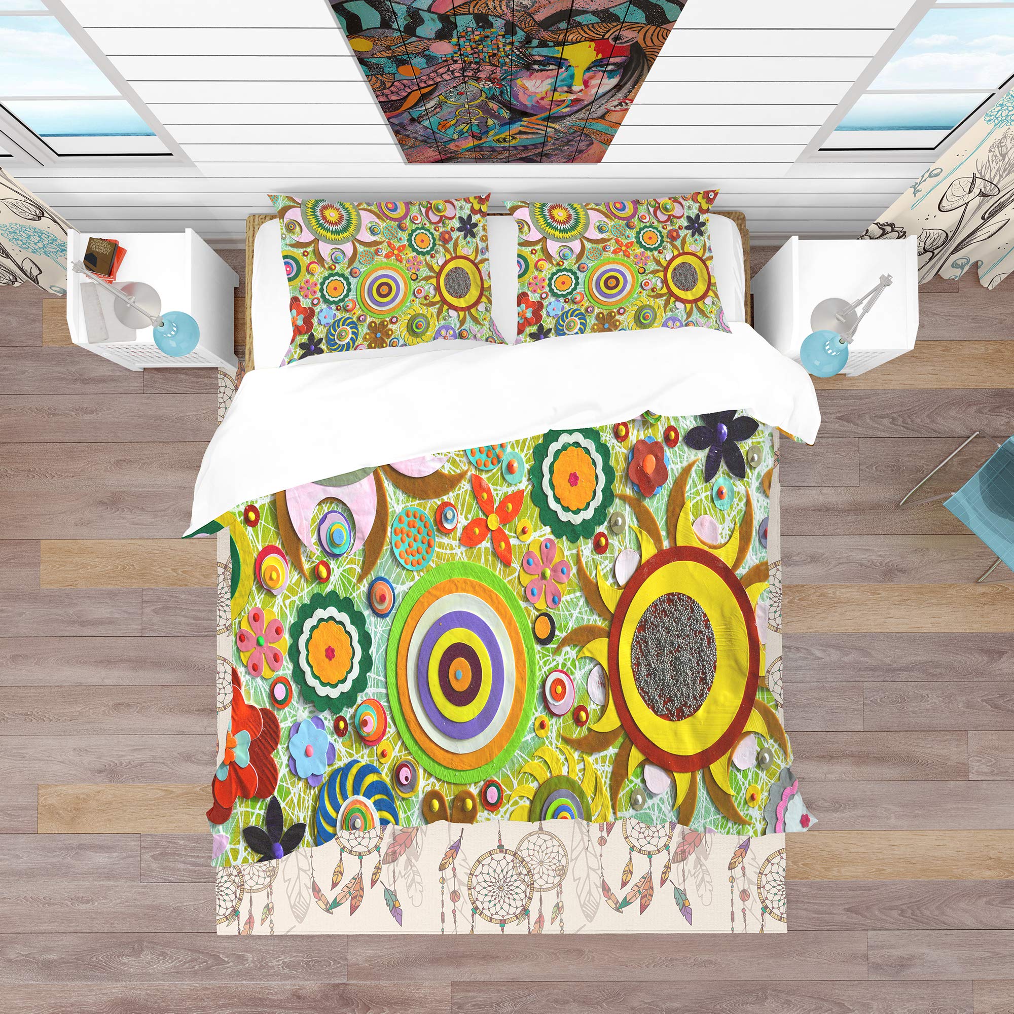 DesignQ Abstract Acrylic Bohemian & Eclectic Duvet Cover Set - King Size 3-Piece Bedding Set for All Seasons | Perfect for Bohemian Bedroom Decor, Guest Room Makeover & Eclectic Home Styling