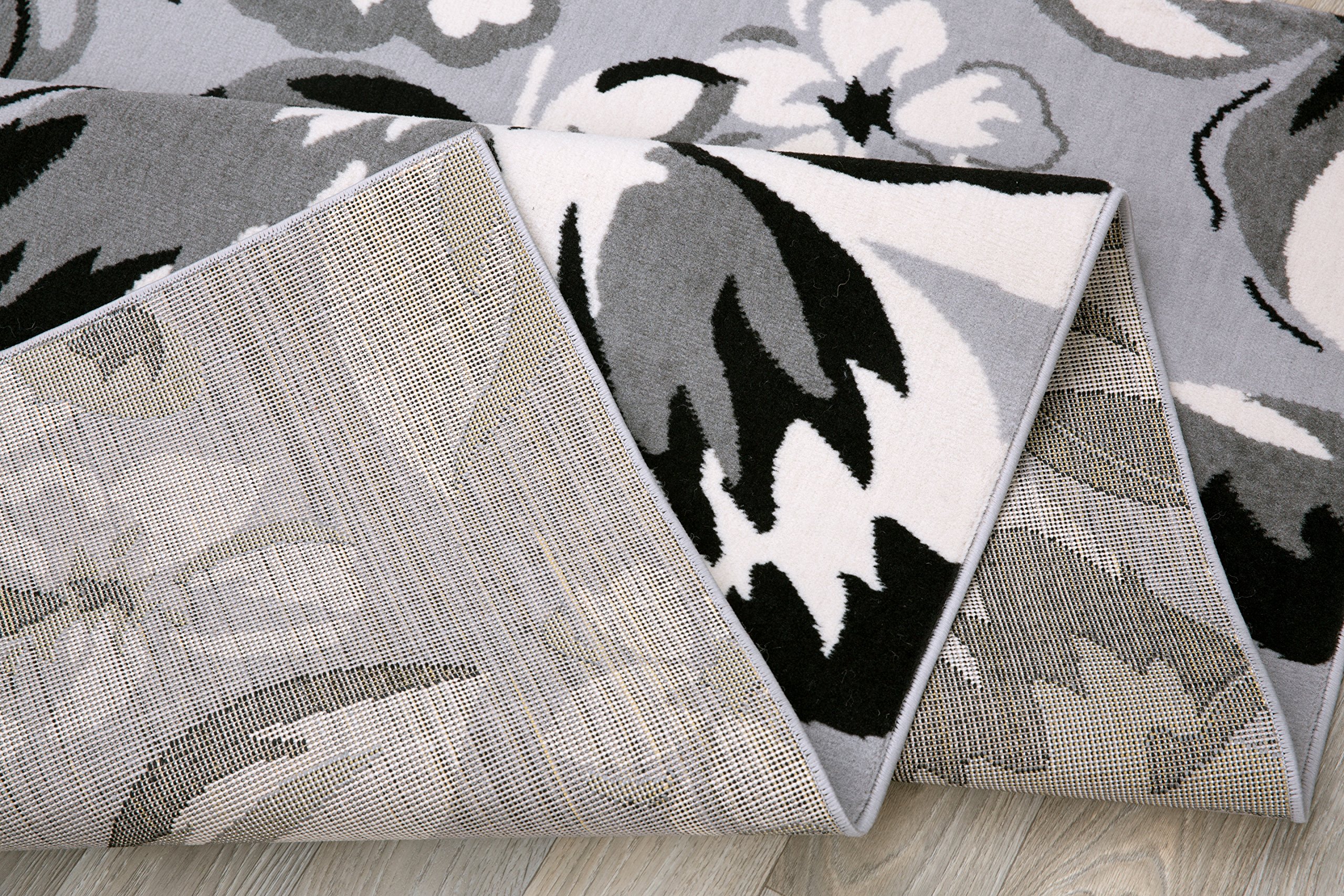 Modern Floral Area Rugs 9' X 12' Gray - Soft Non-Slip Living Room Rug, Perfect for Bedroom, Dining Room and Home Decor