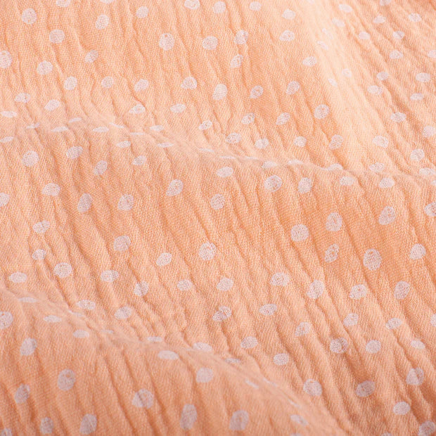 Soft Pink Dotted Double Gauze Fabric - Breathable & Lightweight Material for Baby Clothes, Summer Dresses & DIY Crafts