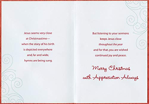Designer Greetings Christmas Card with Four Green & Red Candles - Floral Religious Holiday Greeting Card for Priest, Pastor - Perfect for Christmas Gifts, Church Events & Holiday Celebrations