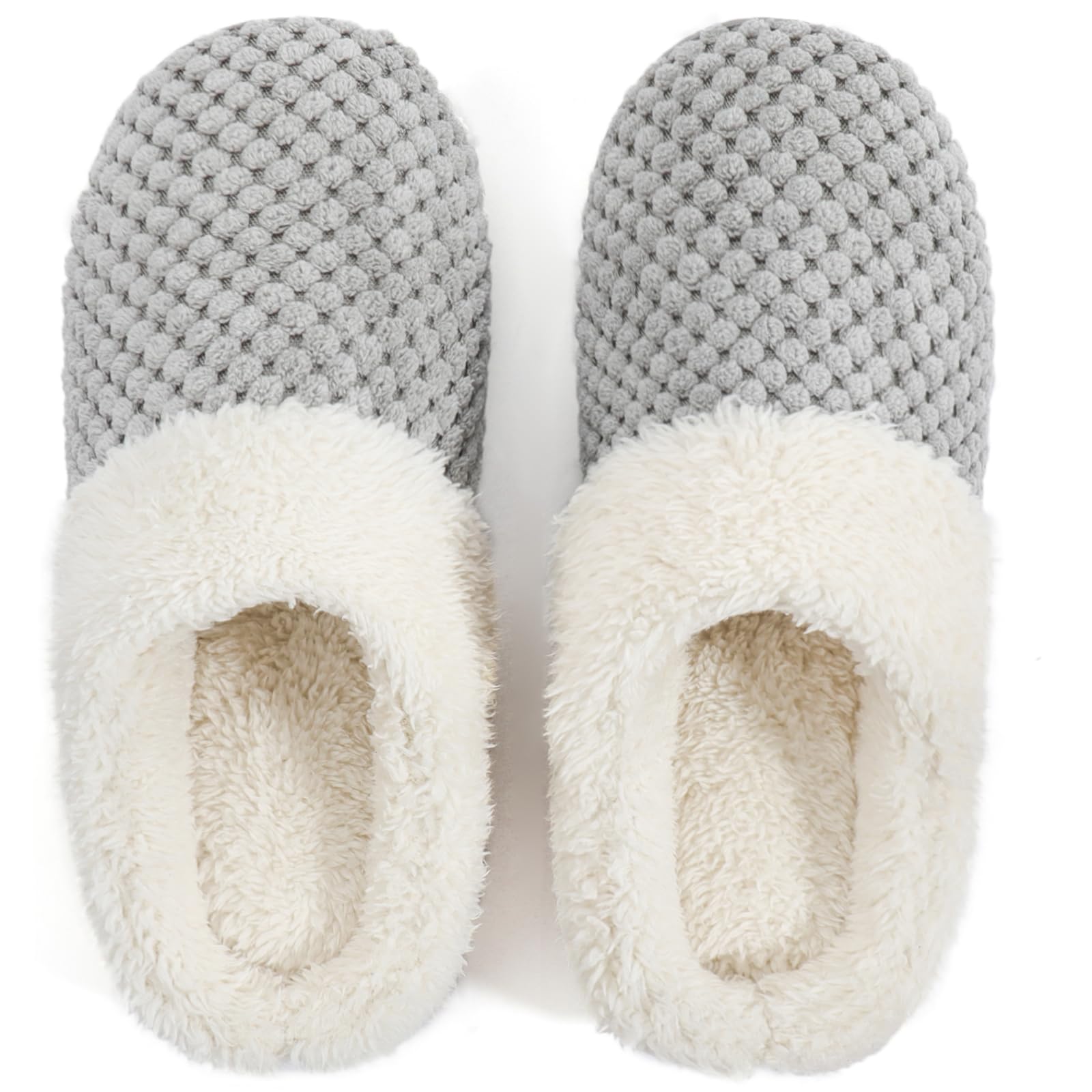 ULTRAIDEAS Women's Cozy Fleece House Slippers with Memory Foam - Soft Indoor Outdoor Slip-On Shoes for Home, Lounge & Backyard Comfort
