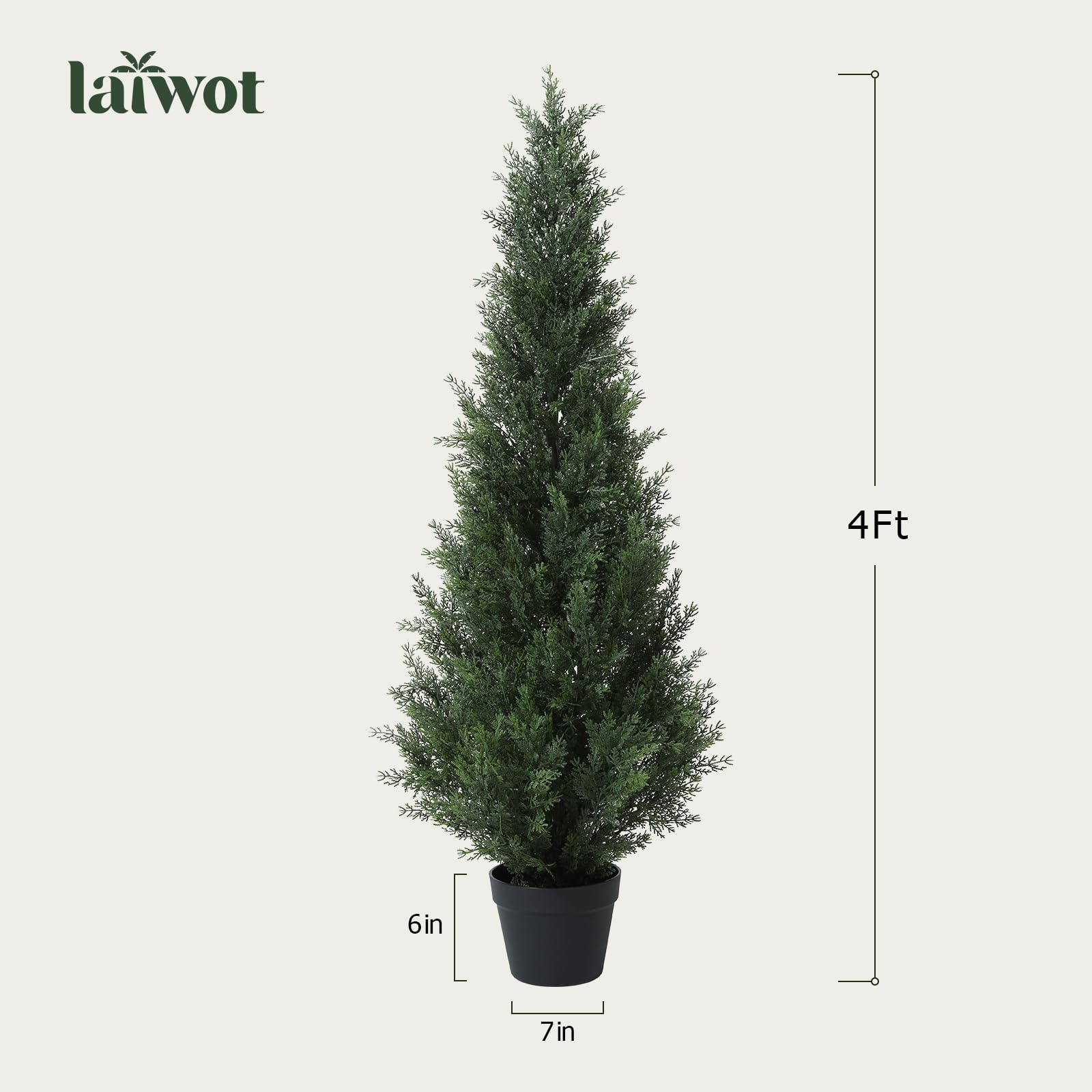 4FT Artificial Cedar Topiary Trees for Outdoors - Set of 2 Potted Fake Cypress Trees, Faux Evergreen Plants for Home, Porch, Garden, and Patio Decor - Perfect for Wedding, Party, and Landscape Design