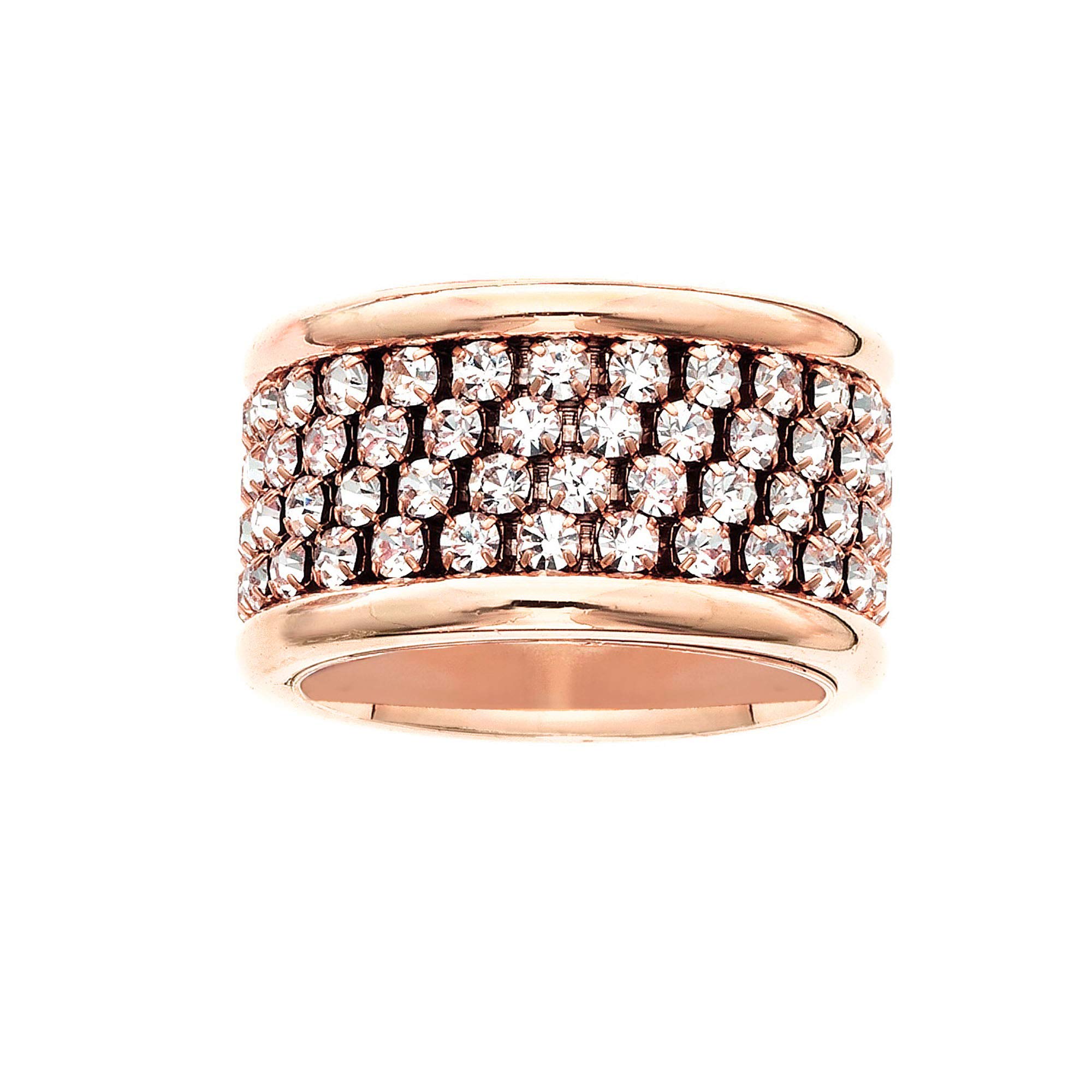 Women's Fashion Jewelry - 4 Row Clear Crystal Ring in Gold, Silver & Rose Gold Plating | Elegant Gift for Wedding, Party & Daily Wear