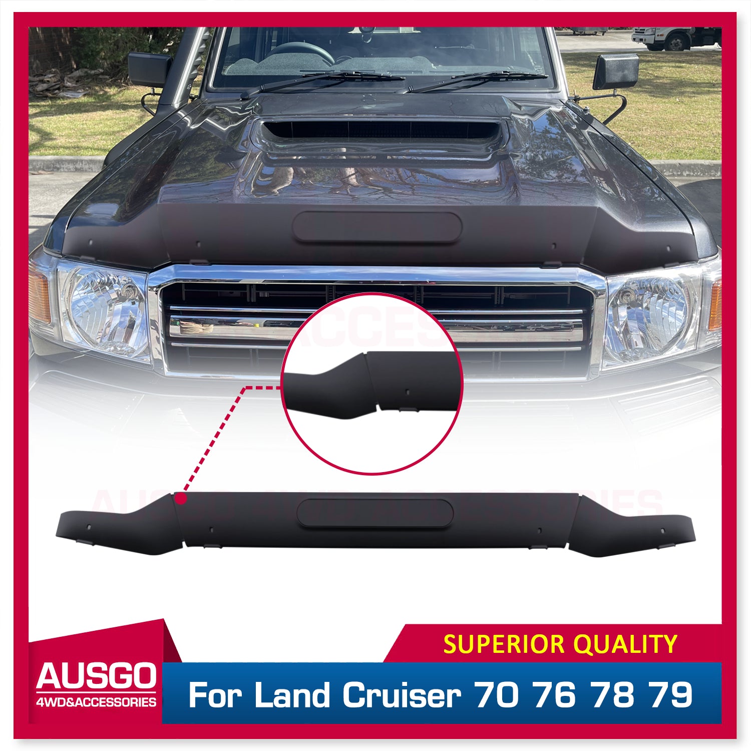 Toyota Land Cruiser 70 76 78 79 Series Bonnet Protector (2007-2023) - Durable Hood Guard for Off-Road Protection & Adventure Driving