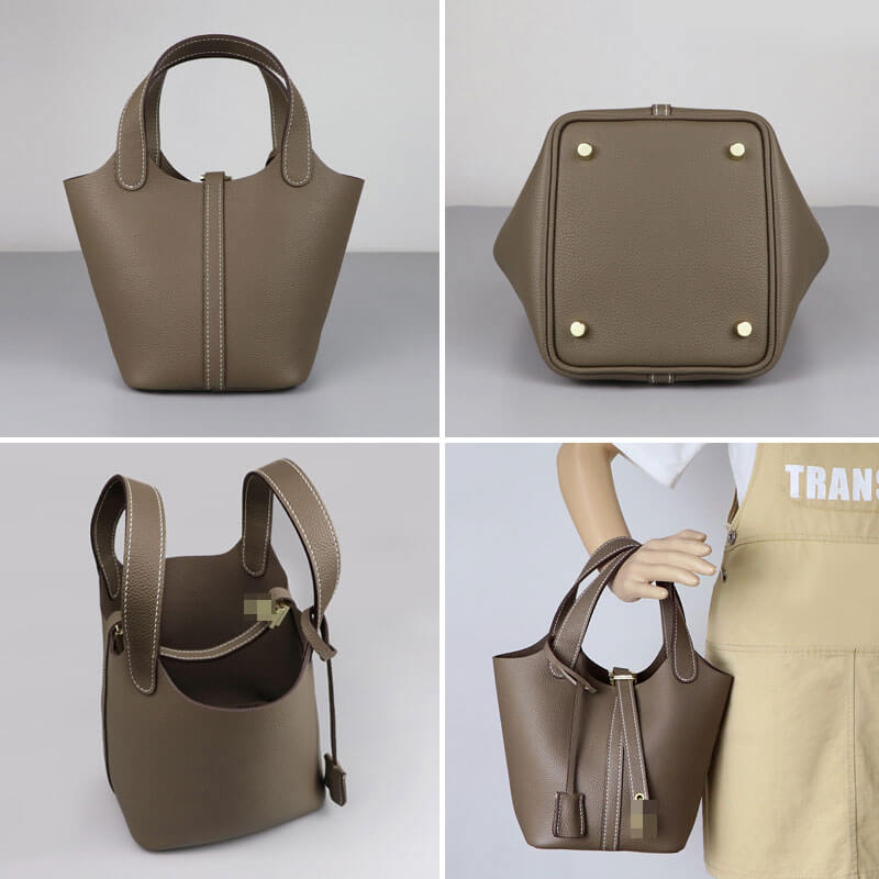 Premium Lined Togo Leather Picotin Bag DIY Kit - Handmade Luxury Tote Crafting Set for Women | Perfect for Gift Giving, Travel & Everyday Use