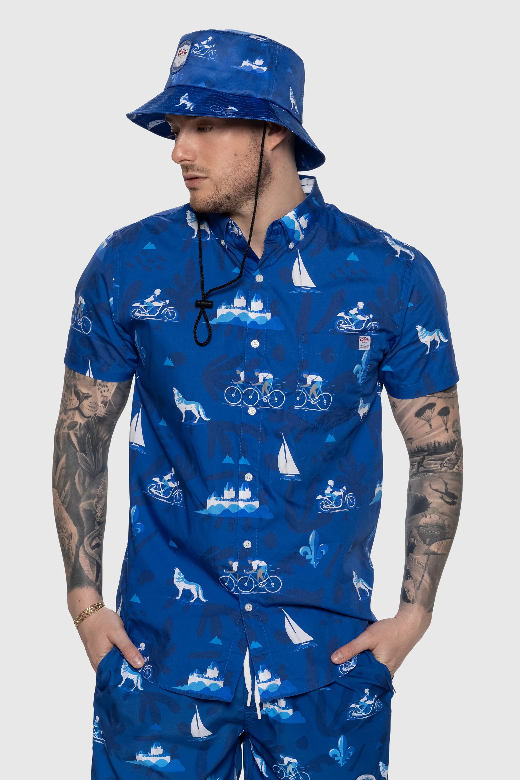 Coors Light Button Up Shirt - Stylish Casual Men's Shirt for Outdoor Activities, Parties & Beer Enthusiasts
