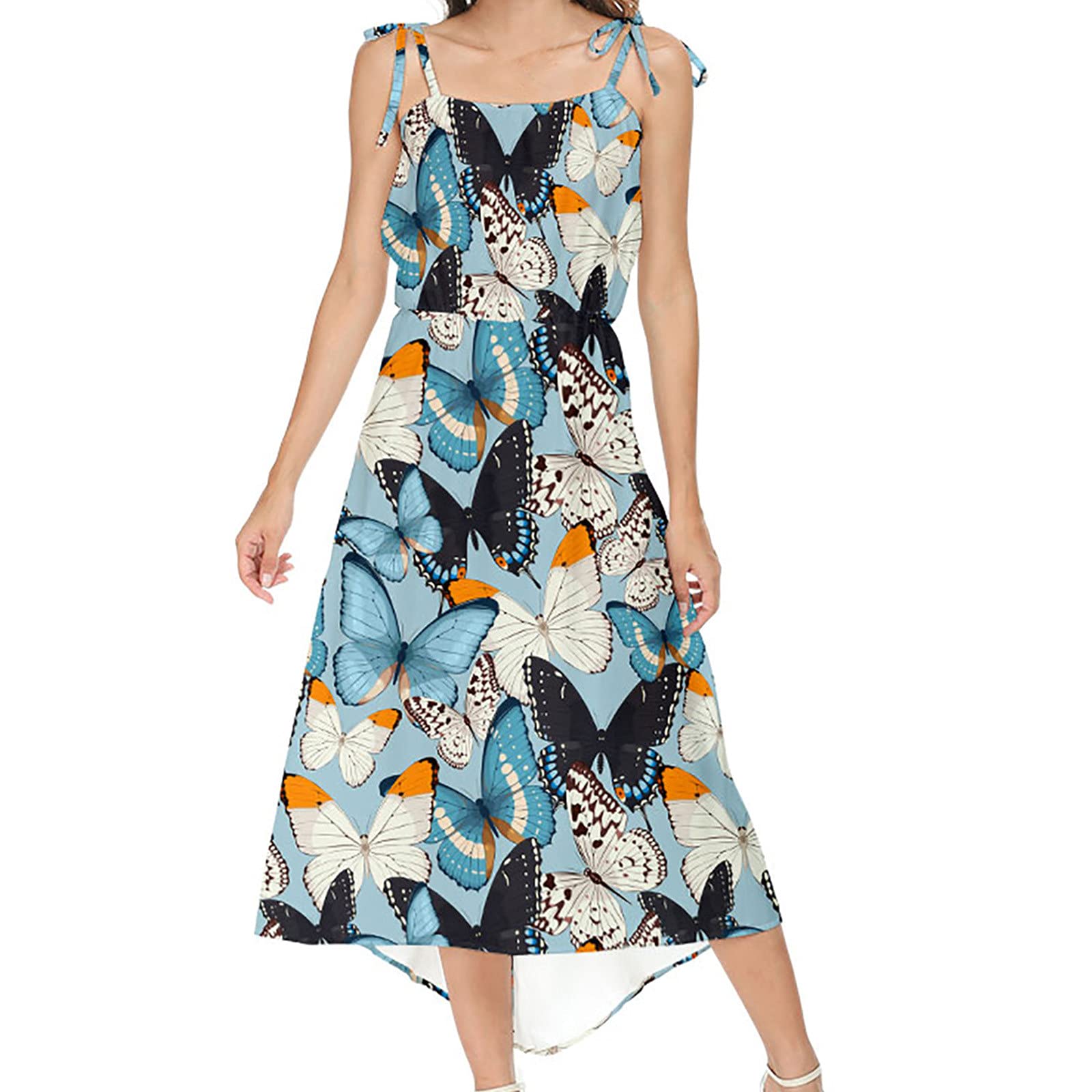 Lucktop Women's Sleeveless Floral Maxi Dress - Adjustable Strappy Summer Beach Dress for Vacation, Pool Party & Casual Outings