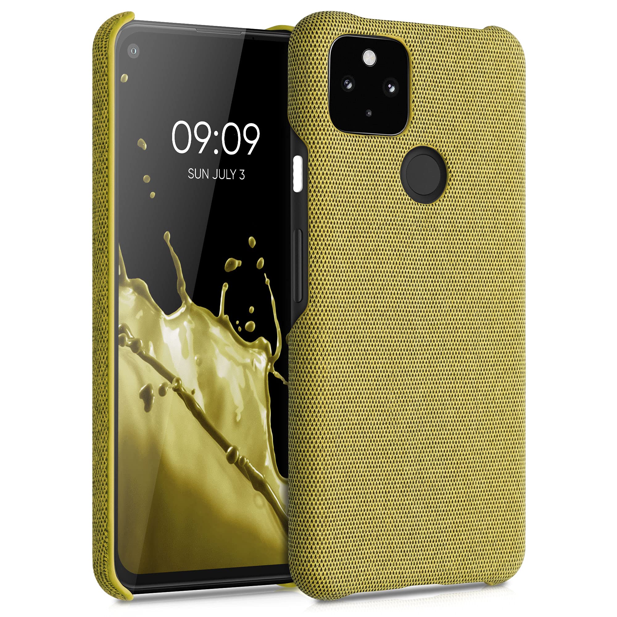 kwmobile Fabric Case for Google Pixel 5a 5G - Protective Phone Cover - Yellow | Durable & Stylish for Daily Use