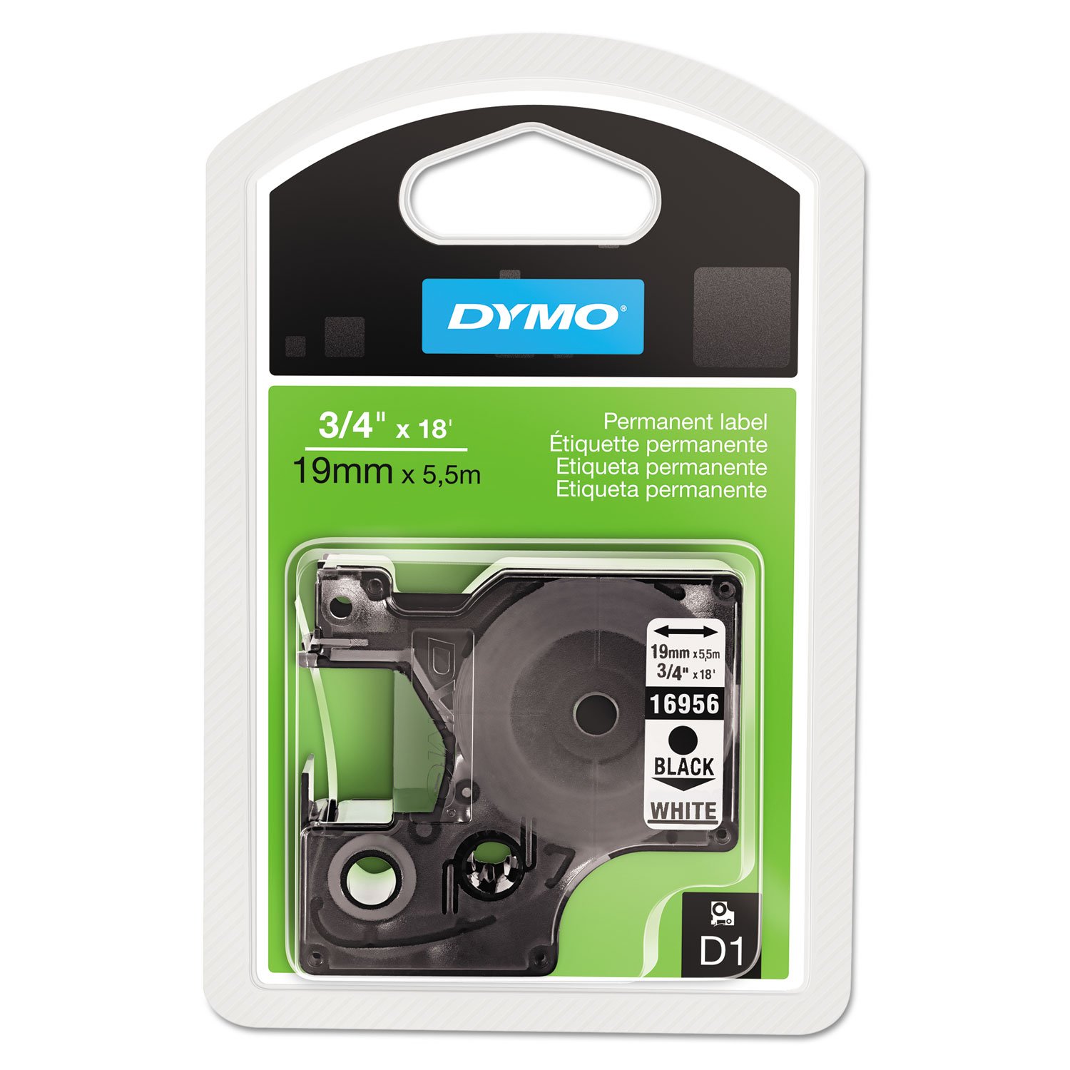 Dymo D1 16956 Permanent Polyester Label Tape - Waterproof, Durable for Shipping, Packaging & Organization - Ideal for Address Labels, Barcodes & Inventory Tags