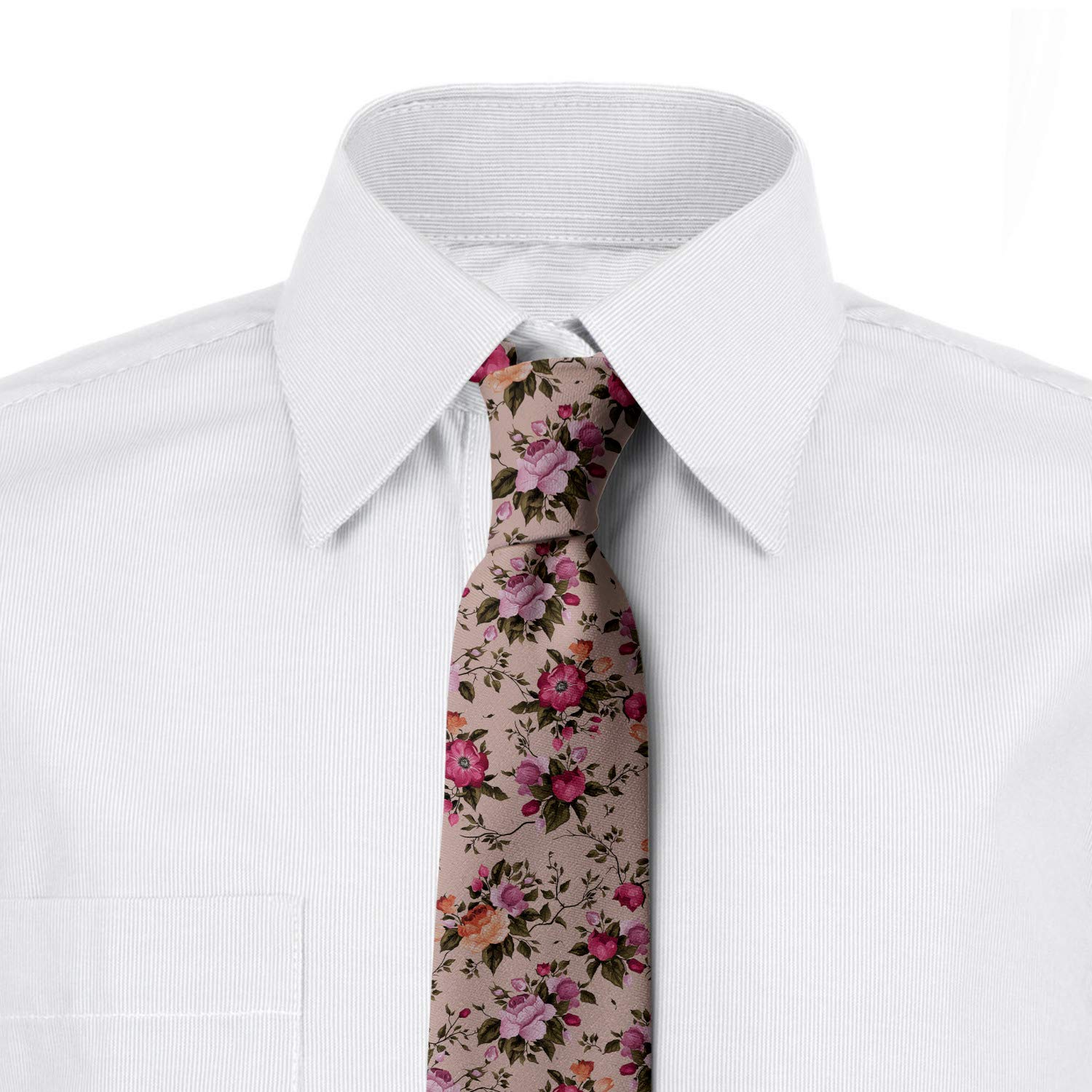 Ambesonne Floral Rose Pattern Necktie - 3.7