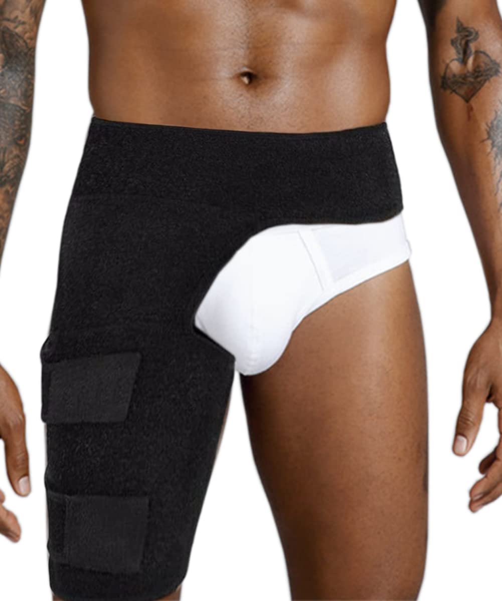 Stabilizing Hip Brace Thigh Compression Sleeve Wrap - Sciatica Pain Relief & Hamstring Support for Men & Women - Ideal for Running, Workouts & Injury Recovery