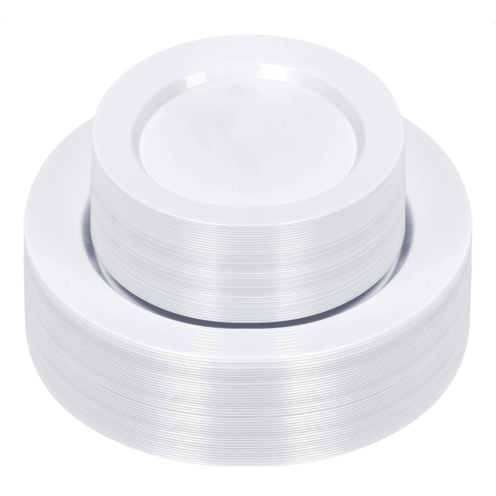 100-Pack White Disposable Plastic Plates Set - 50 Dinner Plates (10.25