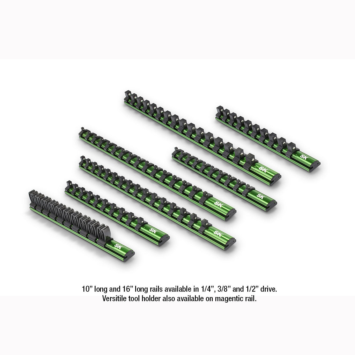 10-Piece Magnetic Socket Rail Holder Set - 1/2 Inch Drive Organizer for Mechanics Tools | Garage Workshop & Auto Repair Storage Solution