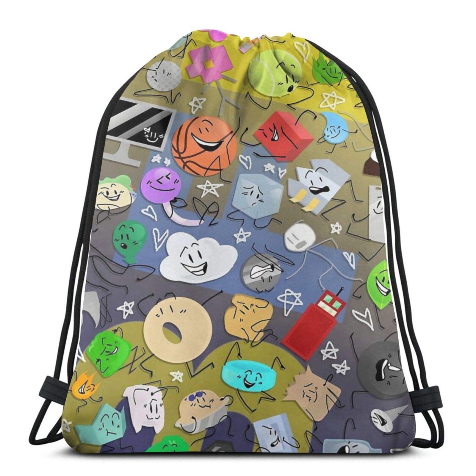 Battle For BFDI Unisex Drawstring Backpack - Lightweight Waterproof Polyester Gym Bag for Sports, Yoga, Swimming & Travel - Perfect for School, Work & Outdoor Activities (Men & Women)