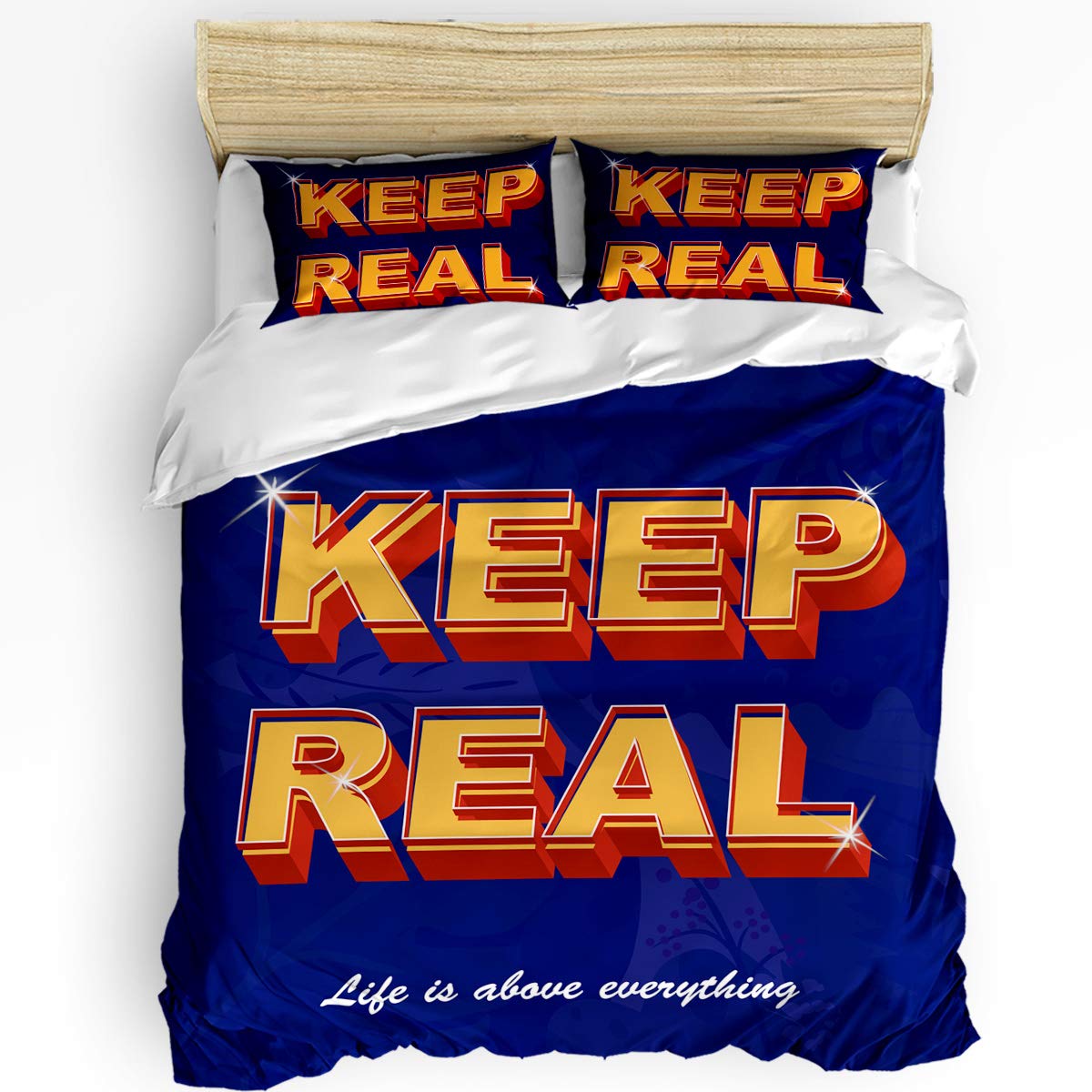 Golden Blue 3-Piece King Size Duvet Cover Set with 2 Pillowcases - Soft Bedspread for Kids, Teens & Adults | Perfect for Bedroom Decor, Guest Rooms & Dorm Essentials