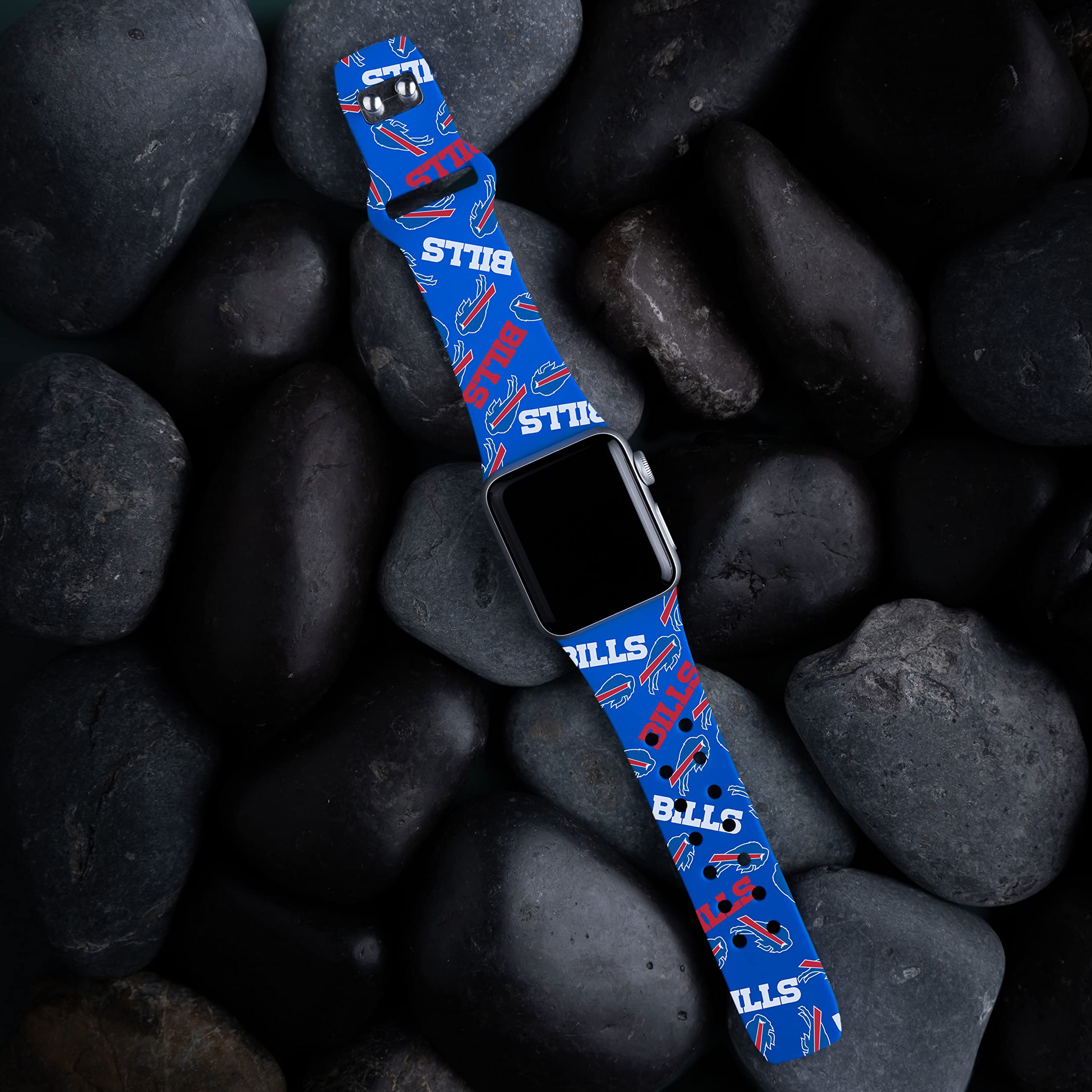 Buffalo Bills HD Watch Band for Apple Watch - Durable Silicone Strap Compatible with All Apple Watch Series (38mm 40mm 41mm 42mm 44mm 45mm 49mm) - Perfect for Game Day, Sports & Casual Wear