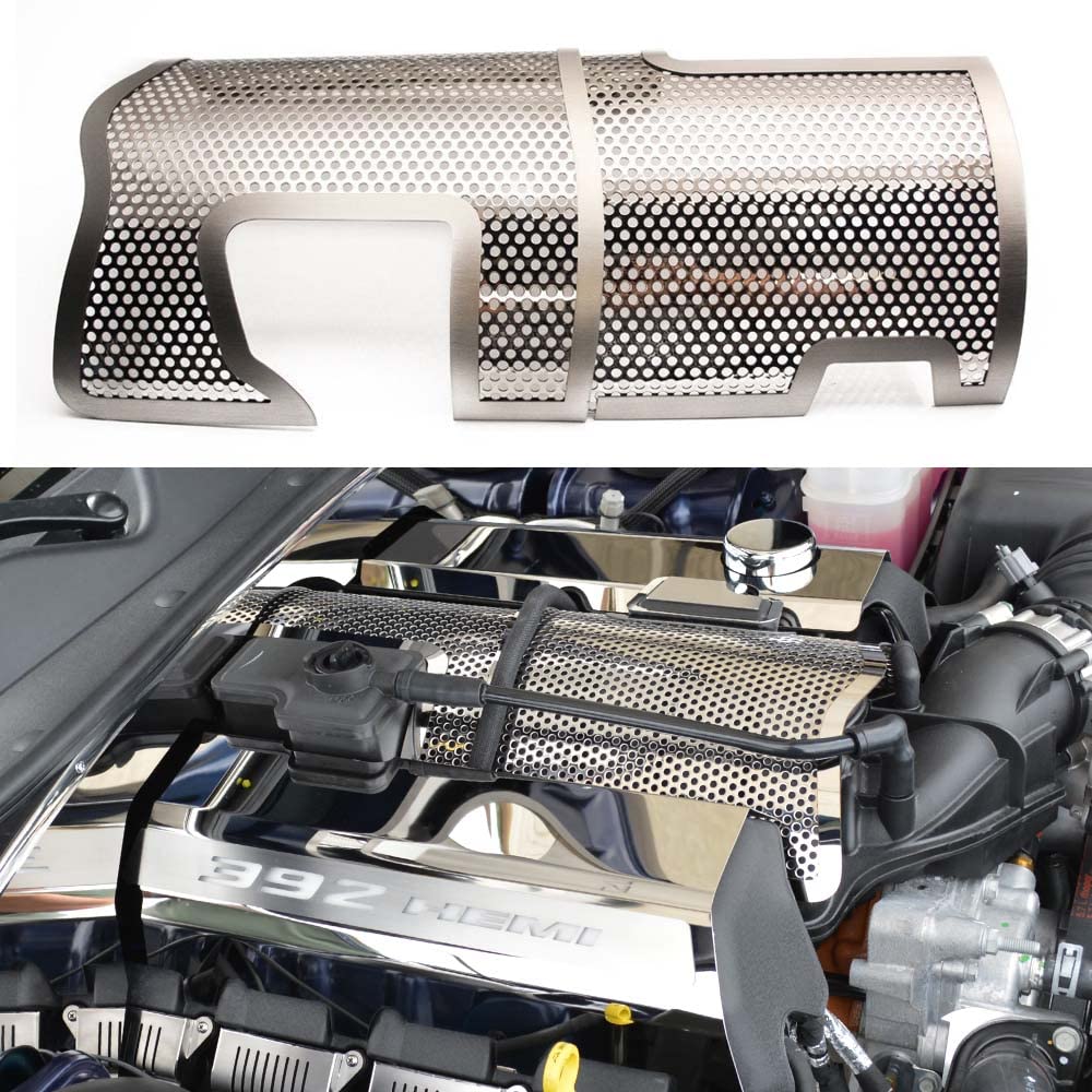 American Car Craft Plenum Cover for 392 6.4L Engine | Perforated Stainless Steel Heat Shield | Performance Upgrade for Dodge Challenger & Charger | Engine Bay Protection & Style Enhancement