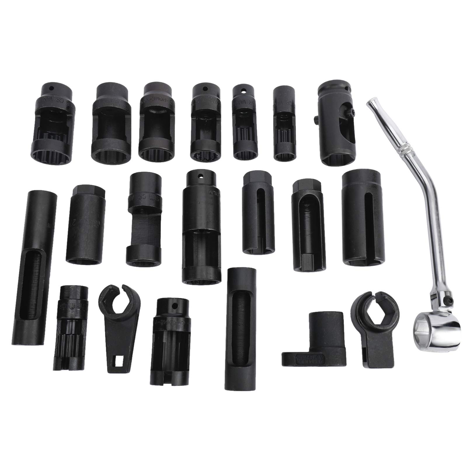 KUNTEC 21 Piece O2 Sensor Socket Set - Professional Oxygen Sensor Removal Tool Kit for Automotive Repair | Perfect for Mechanics & DIY Car Maintenance