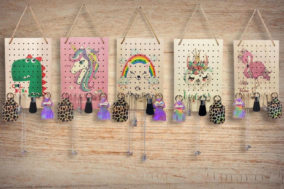 Flamingo Jewelry Organizer Wall Hanger - Earring Holder, Necklace & Ring Display Rack - Perfect for Bedroom, Bathroom & Travel - Princess Flamingo Gifts for Women