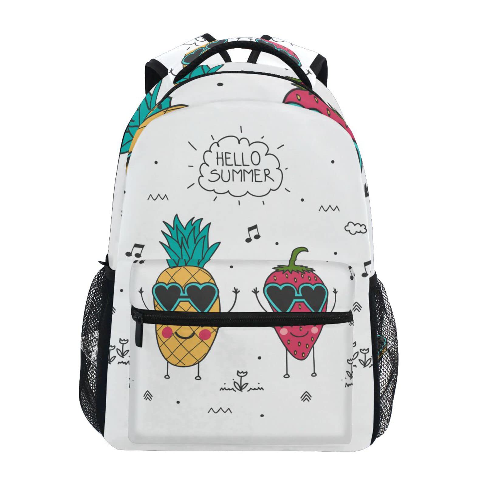 JIPONI Funny Strawberry & Pineapple Backpack for Women & Men - Cute Student School Bag, Laptop Backpack, Travel Daypack - Perfect for College, Work & Outdoor Adventures