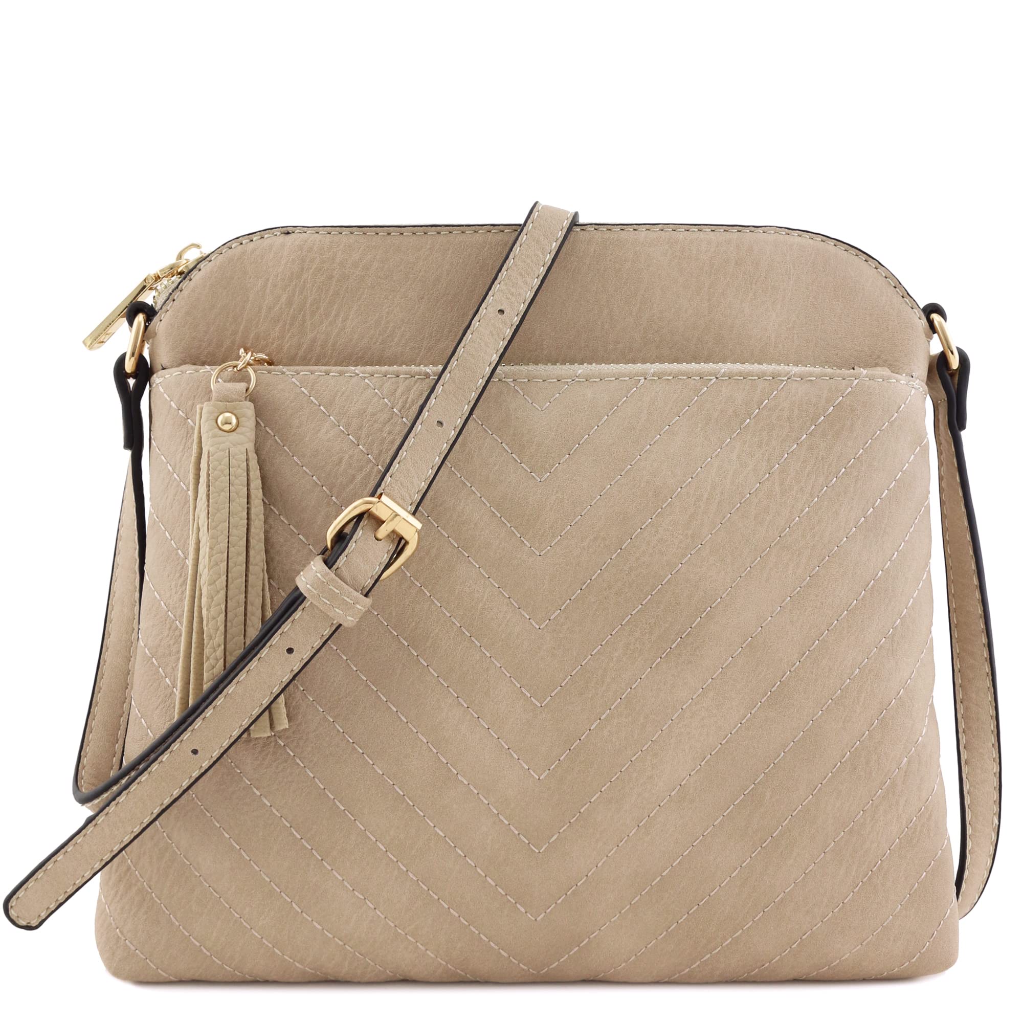 Stylish Chevron Quilted Crossbody Bag with Tassel Accent - Fashionable Medium Shoulder Purse for Women | Perfect for Work, Travel & Everyday Use