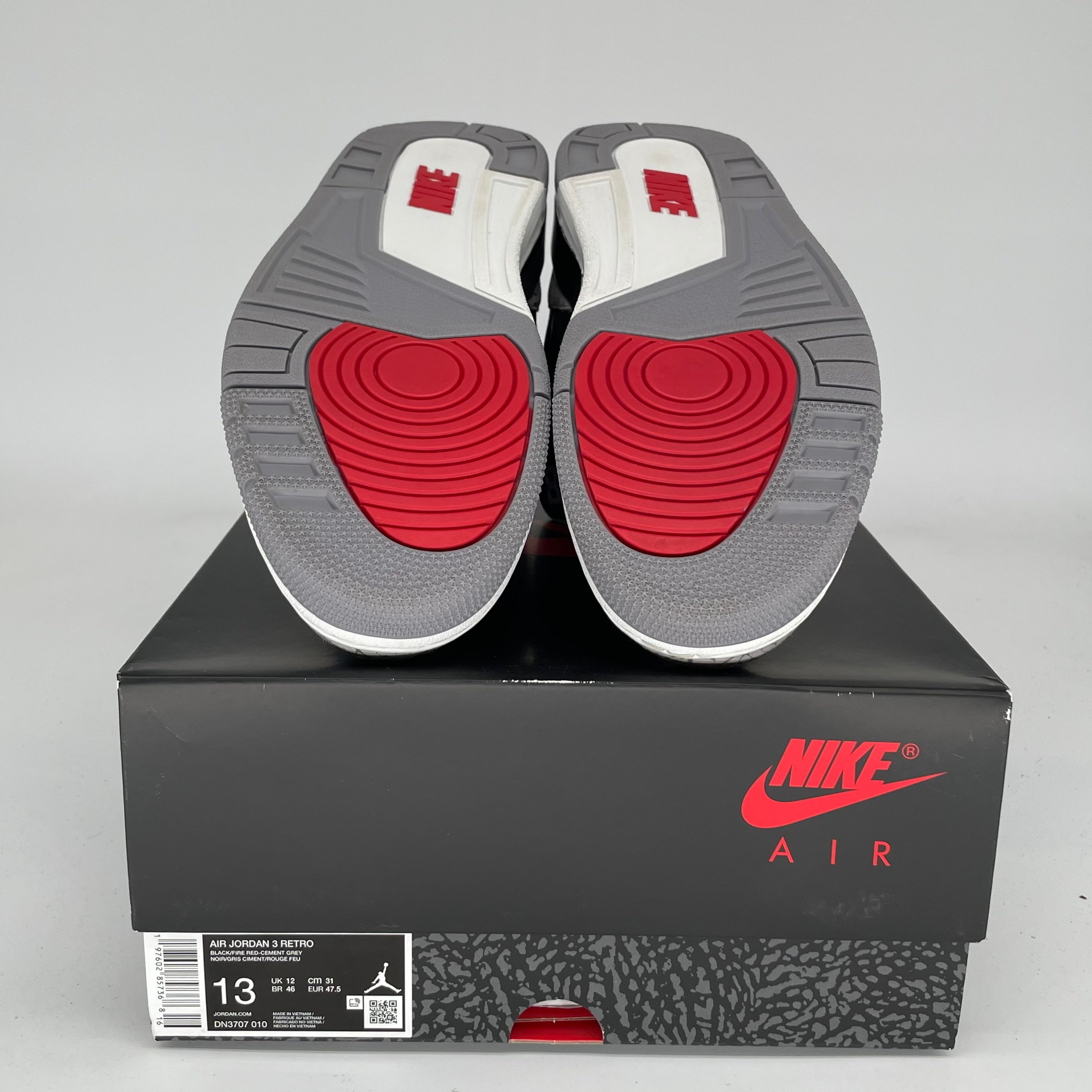 Original Air Jordan 3 Retro 'Black Cement' Men's Basketball Shoes - Size 13 (DN3707-010) | Authentic Nike Sneakers for Streetwear, Casual & Basketball Performance
