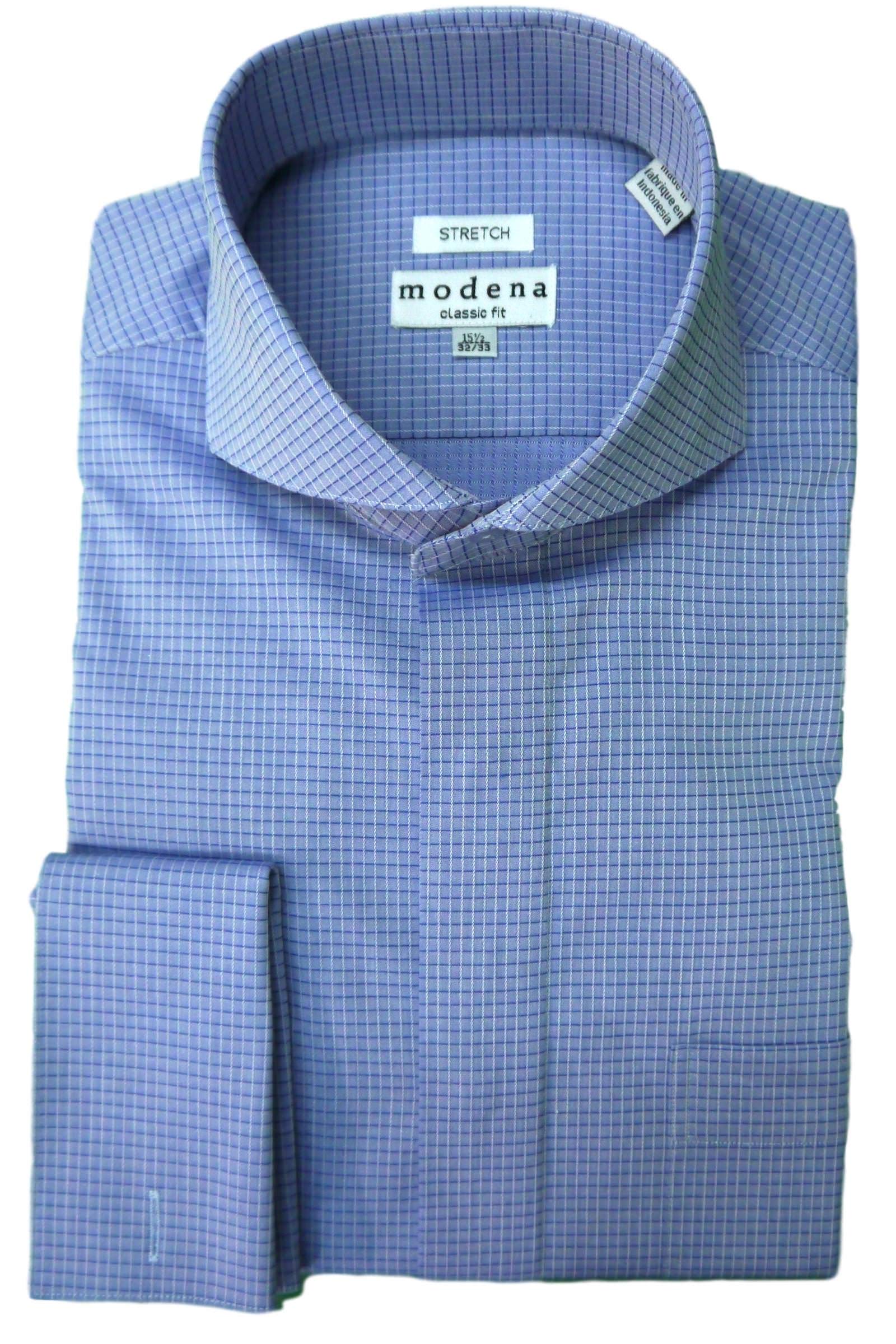 Modena Men's Tonal Check Cutaway Collar French Cuff Dress Shirt - Premium Slim Fit Formal Shirt for Business, Office & Wedding - Ideal for Professional Attire & Special Occasions
