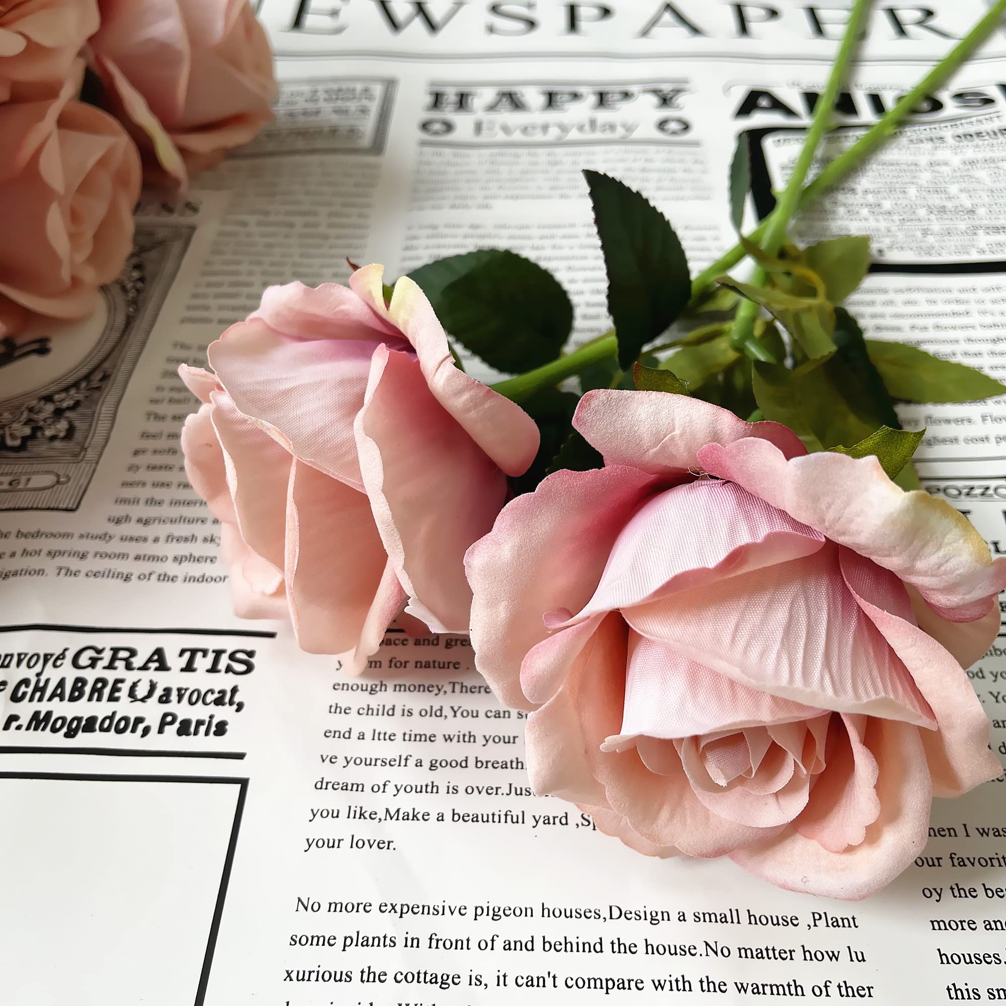 12 Pcs Artificial Silk Roses - Real Touch Faux Rose Flowers with Long Stems for Wedding Bouquets, Home Decor, Party & Garden Floral Arrangements - Elegant Centerpieces for Tables, Vases & DIY Crafts