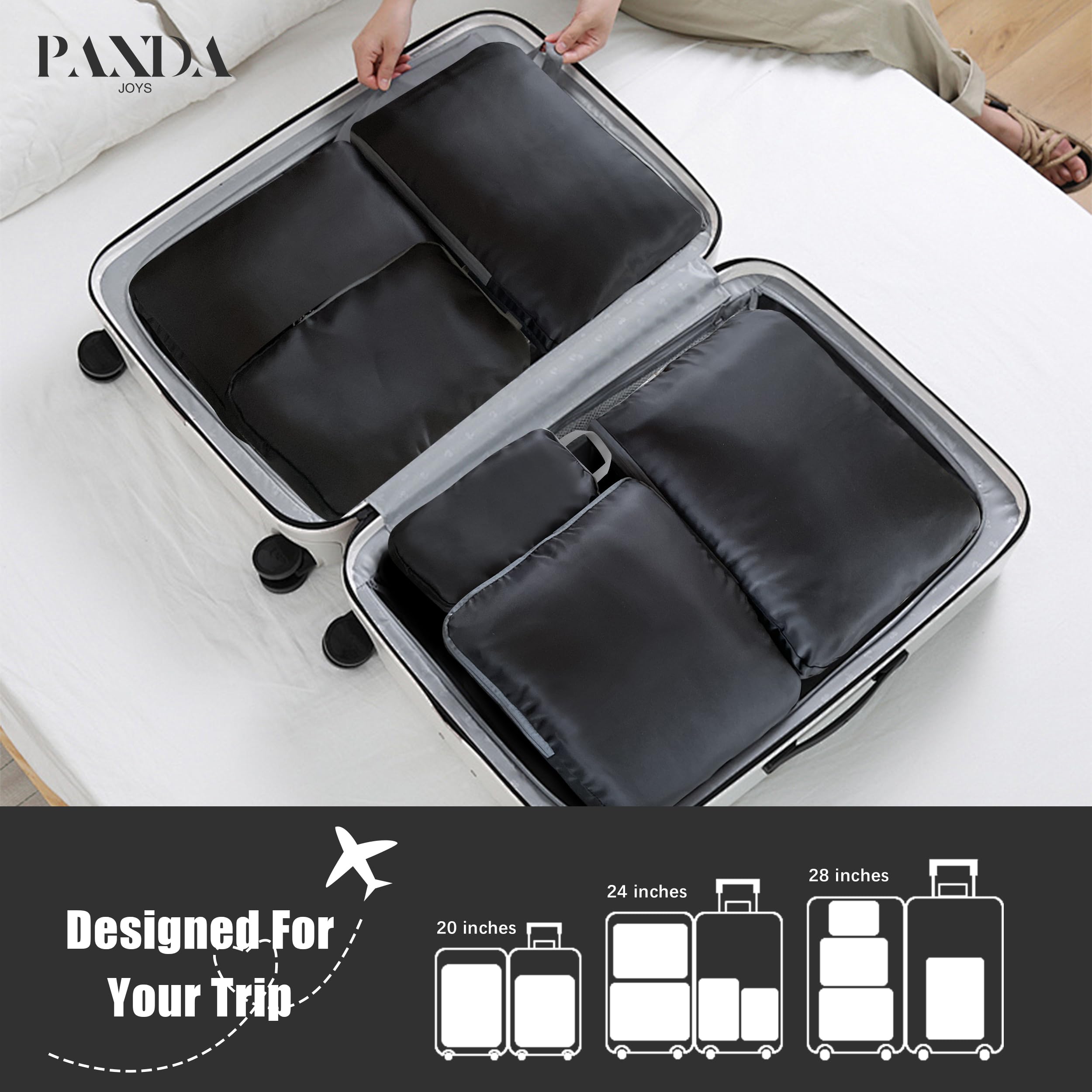 4-Piece Expandable Compression Packing Cubes Set - Lightweight Travel Organizers for Carry-On Luggage & Suitcases - Perfect for Business Trips, Vacations & Weekend Getaways