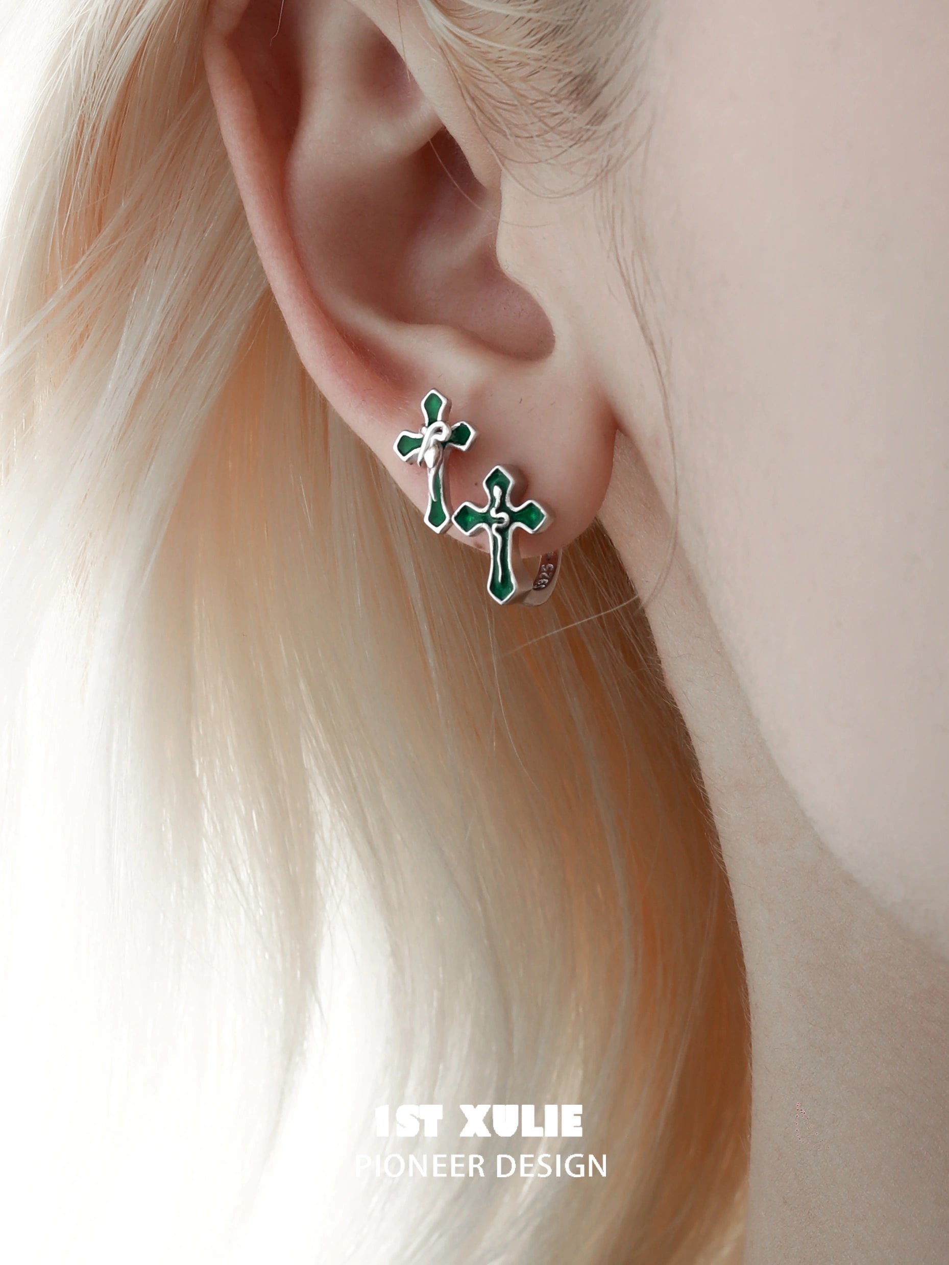 S925 Sterling Silver Snake Bite Cross Earrings for Women - Gothic Punk Jewelry for Parties, Concerts & Alternative Fashion