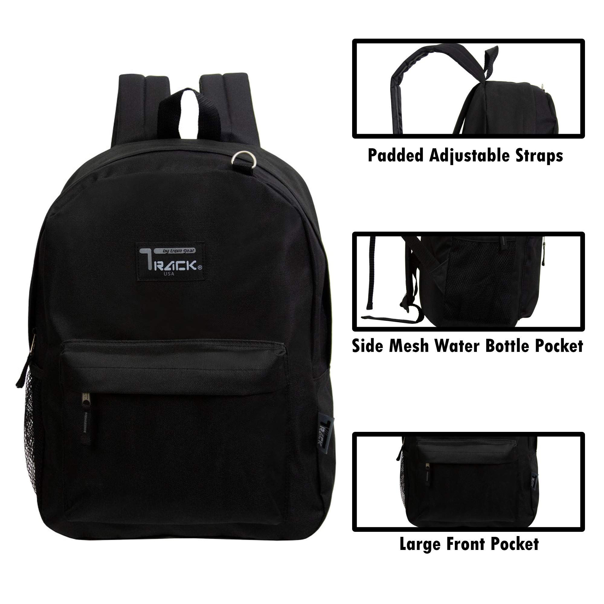 17 Inch Classic Black Backpack Bulk Wholesale - Case of 24 Durable School Bookbags for Students, Travel & Outdoor Activities