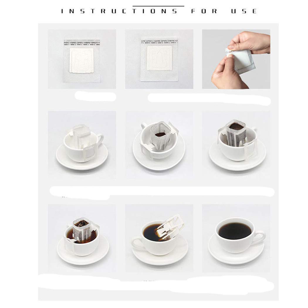 Disposable Single Cup Paper Coffee Filters - Non-Woven Hanging Ear Drip Coffee & Tea Bags for Travel, Home, and Office Use - 50 Pack (Ideal for Coffee Makers, Camping, and On-the-Go Brewing)