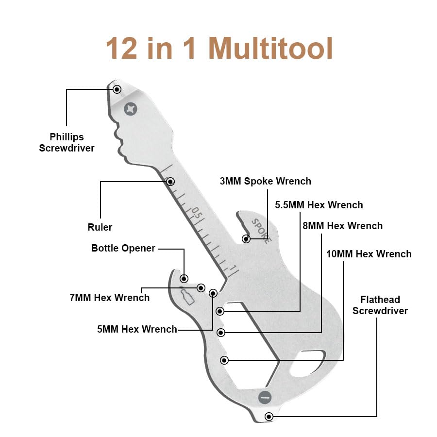 12 in 1 Multi-Tool Keychain - Compact Survival Gear with Bottle Opener, Screwdriver & More | Perfect EDC Gift for Men, Boyfriend, Dad | Father's Day & Birthday Present | Ideal for Camping, Hiking & Outdoor Adventures