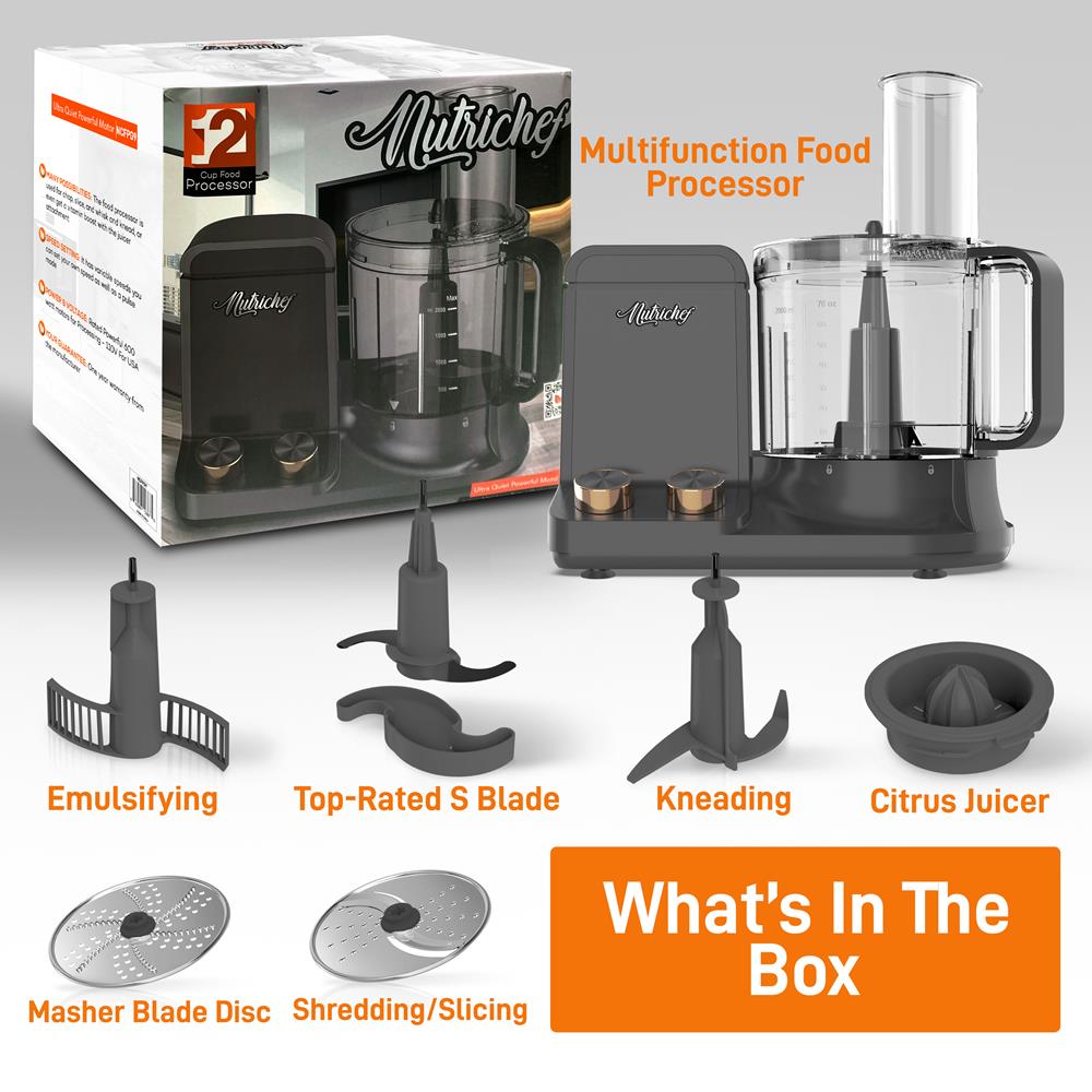 Premium 7-in-1 Multifunction Food Processor - Powerful 1000W Electric Blender, Chopper, Mixer for Kitchen - Perfect for Smoothies, Dough, Slicing & Grinding - Ideal for Home Cooking, Meal Prep & Healthy Recipes