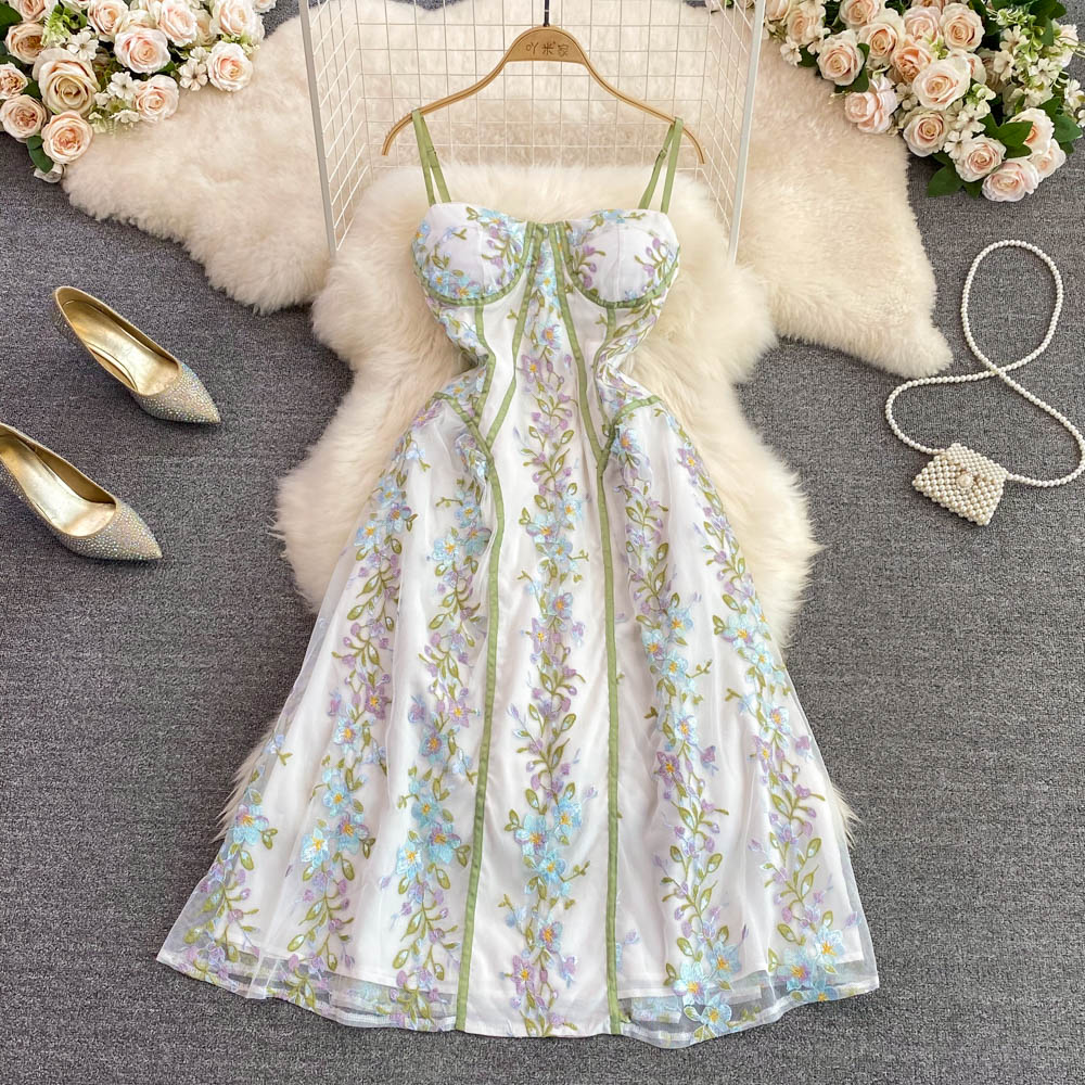 Floral Spaghetti Strap Long Summer Dress - A-Line Chiffon Swing Maxi Dress for Women | Beach Wedding, Vacation, Party & Evening Wear