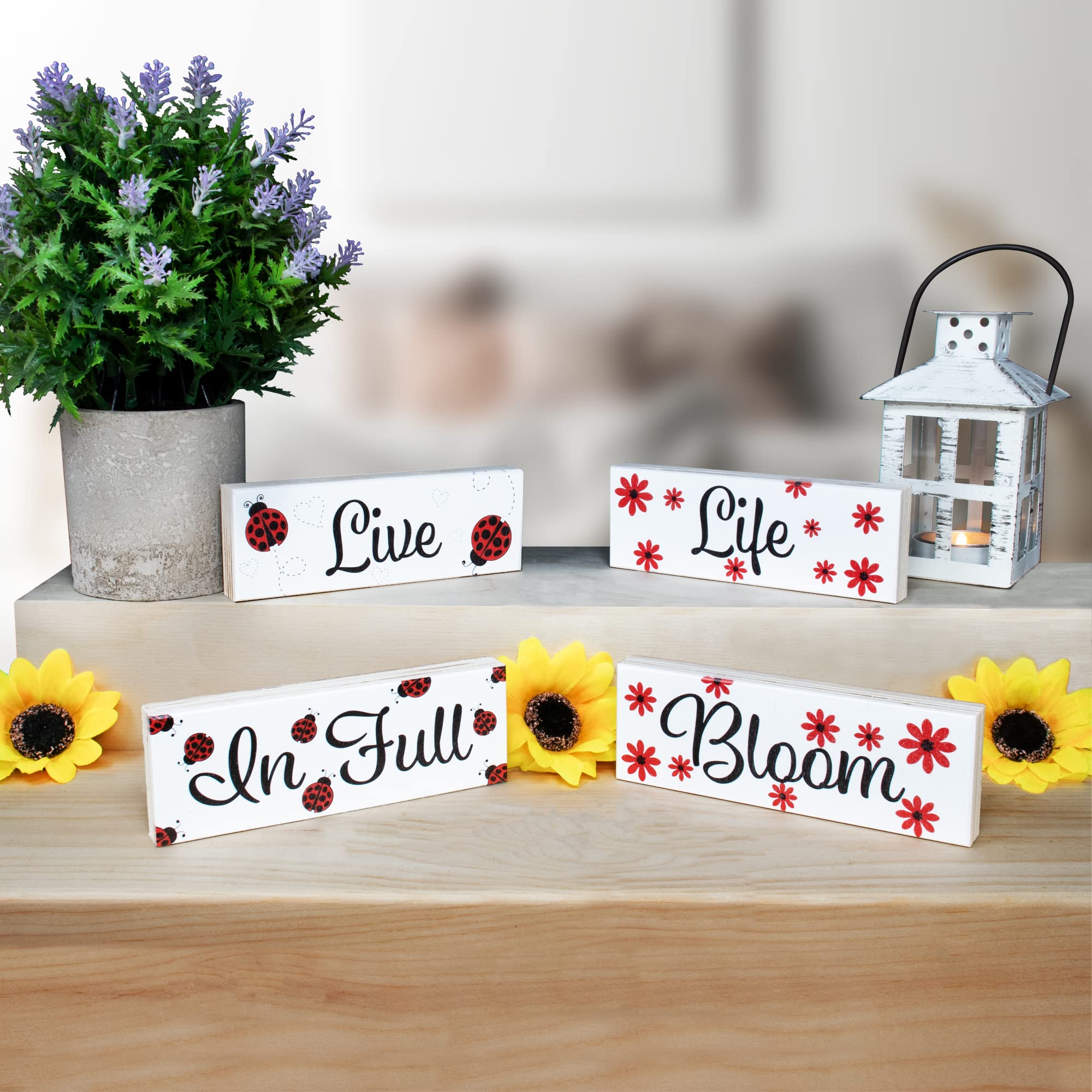 Farmhouse Spring Decor Signs - Rustic Tiered Tray & Tabletop Centerpiece Shelf for Mantel, Wall, or Entryway | Handmade in USA | Perfect for Easter, Mother's Day & Spring Home Styling