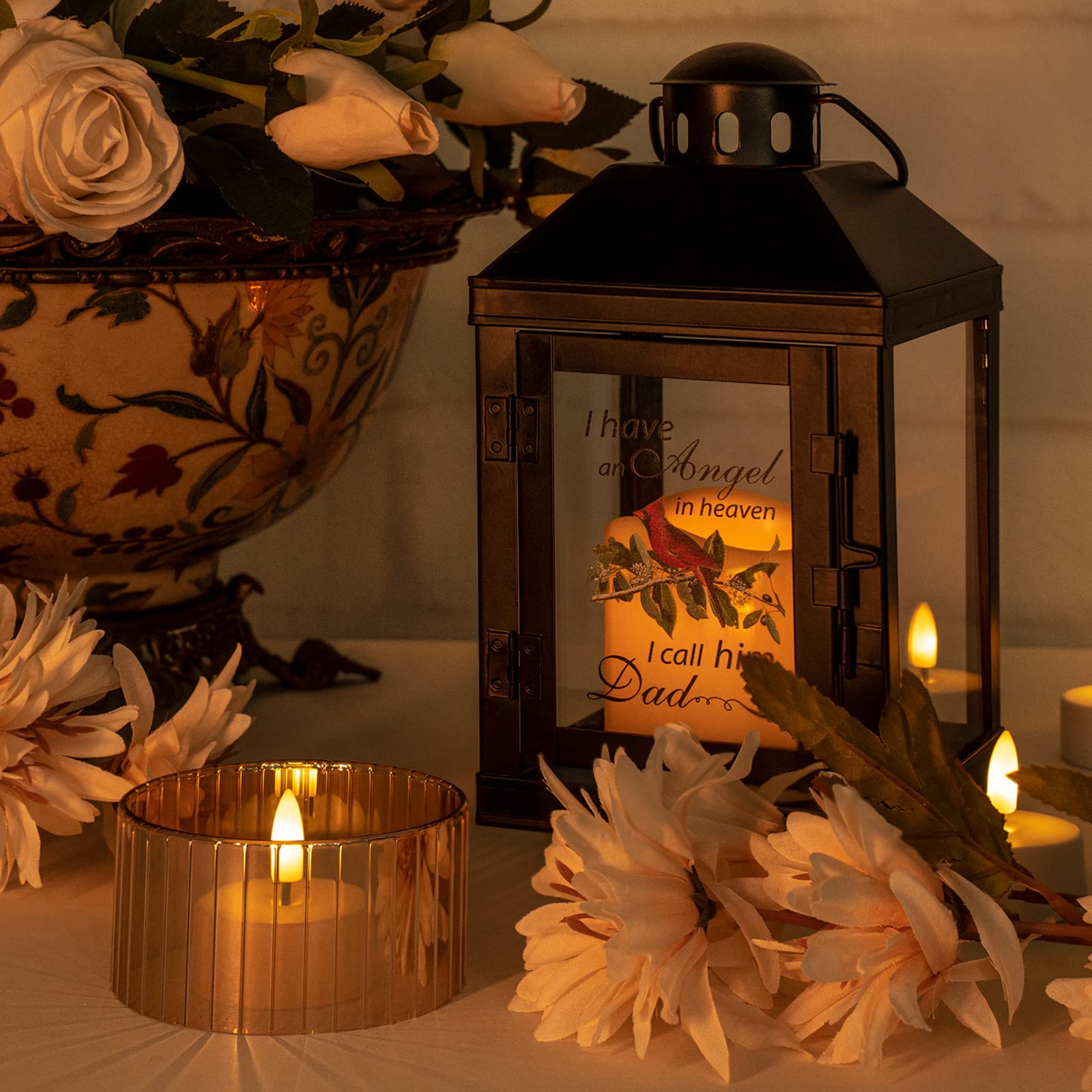 Memorial Lantern - Sympathy Gifts for Loss of Father, Bereavement & Remembrance Gifts for Funeral, Memorial Service & Home Decoration