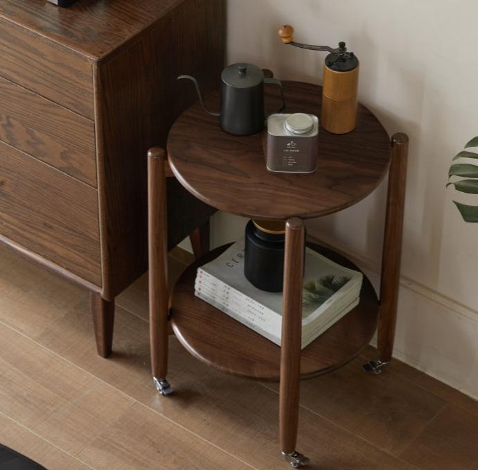 Black Walnut Solid Wood Round Side Table - Natural Wood End Table for Living Room, Bedroom, or Office - Perfect for Coffee, Books, and Decor